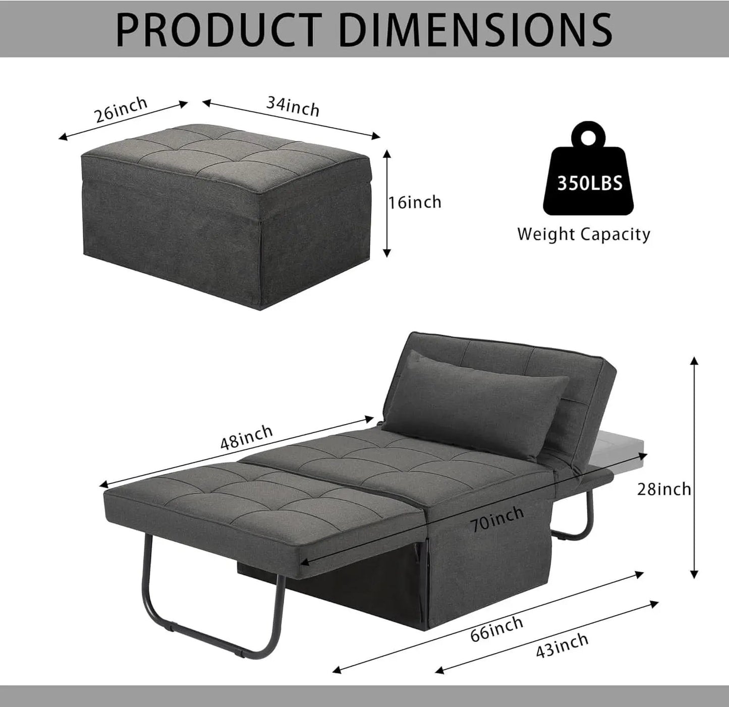 Multi-Functional Sofa Bed With Adjustable Backrest Design from PriceLows™