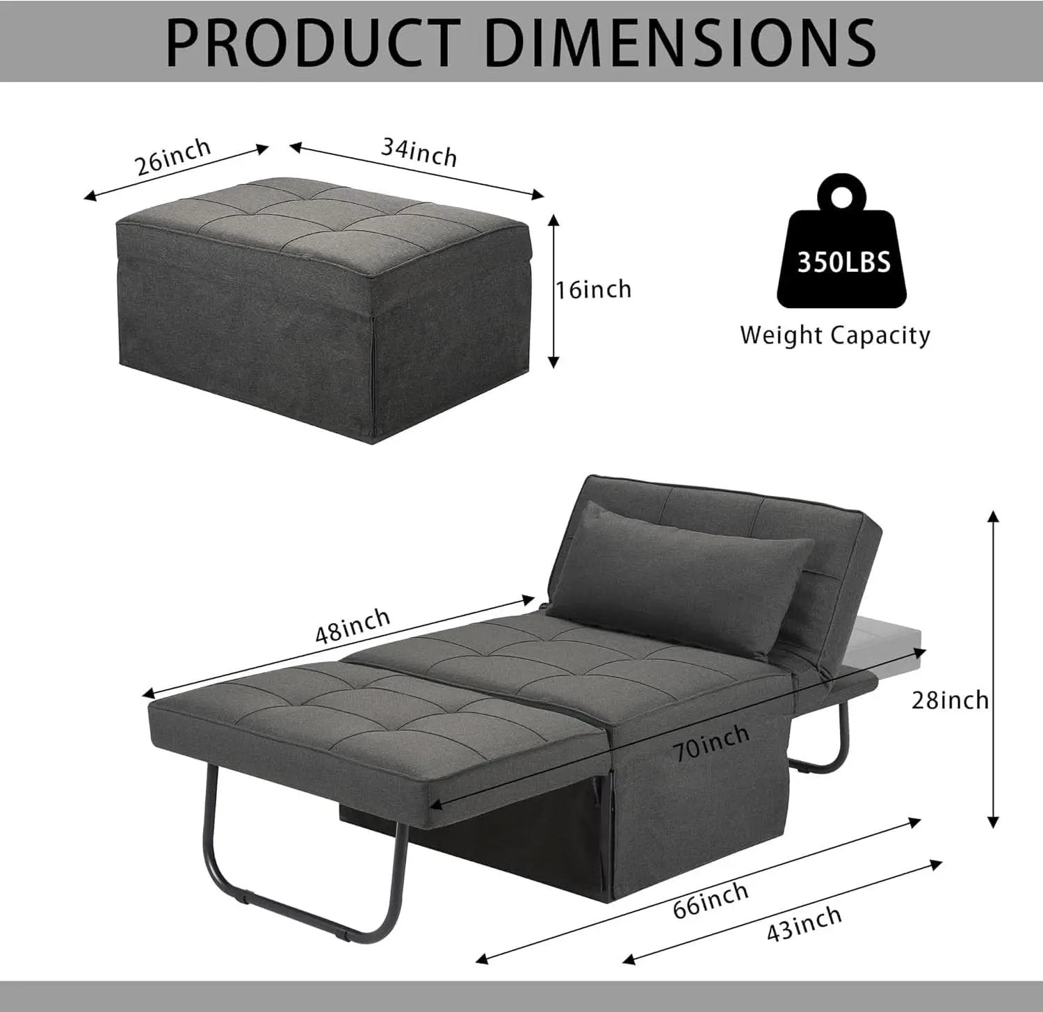 Multi-Functional Sofa Bed With Adjustable Backrest Design from PriceLows™