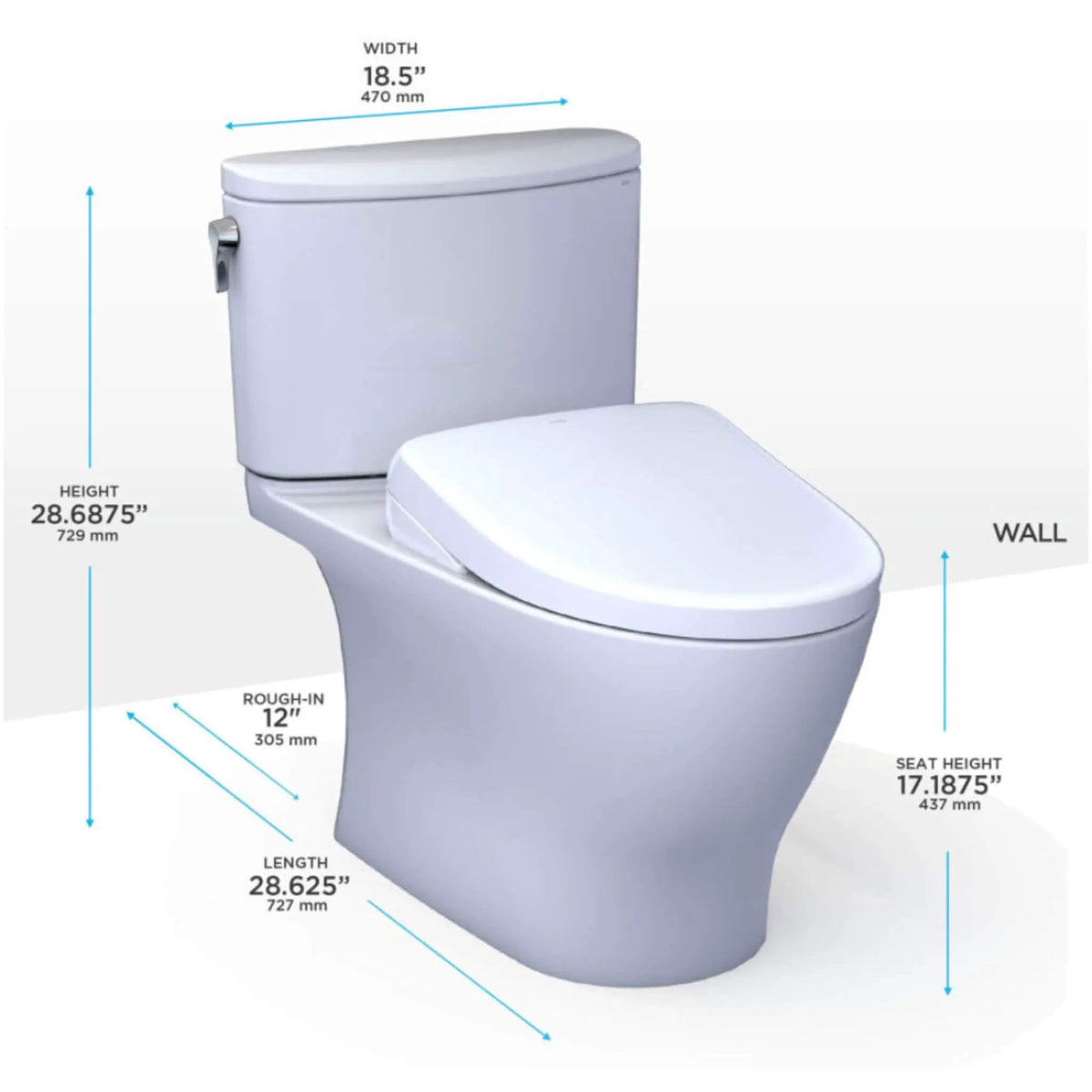 TOTO Nexus Toilet | 1.28 GPF Elongated Chair Height | WASHLET S7 Bidet Seat | Illuminated Remote