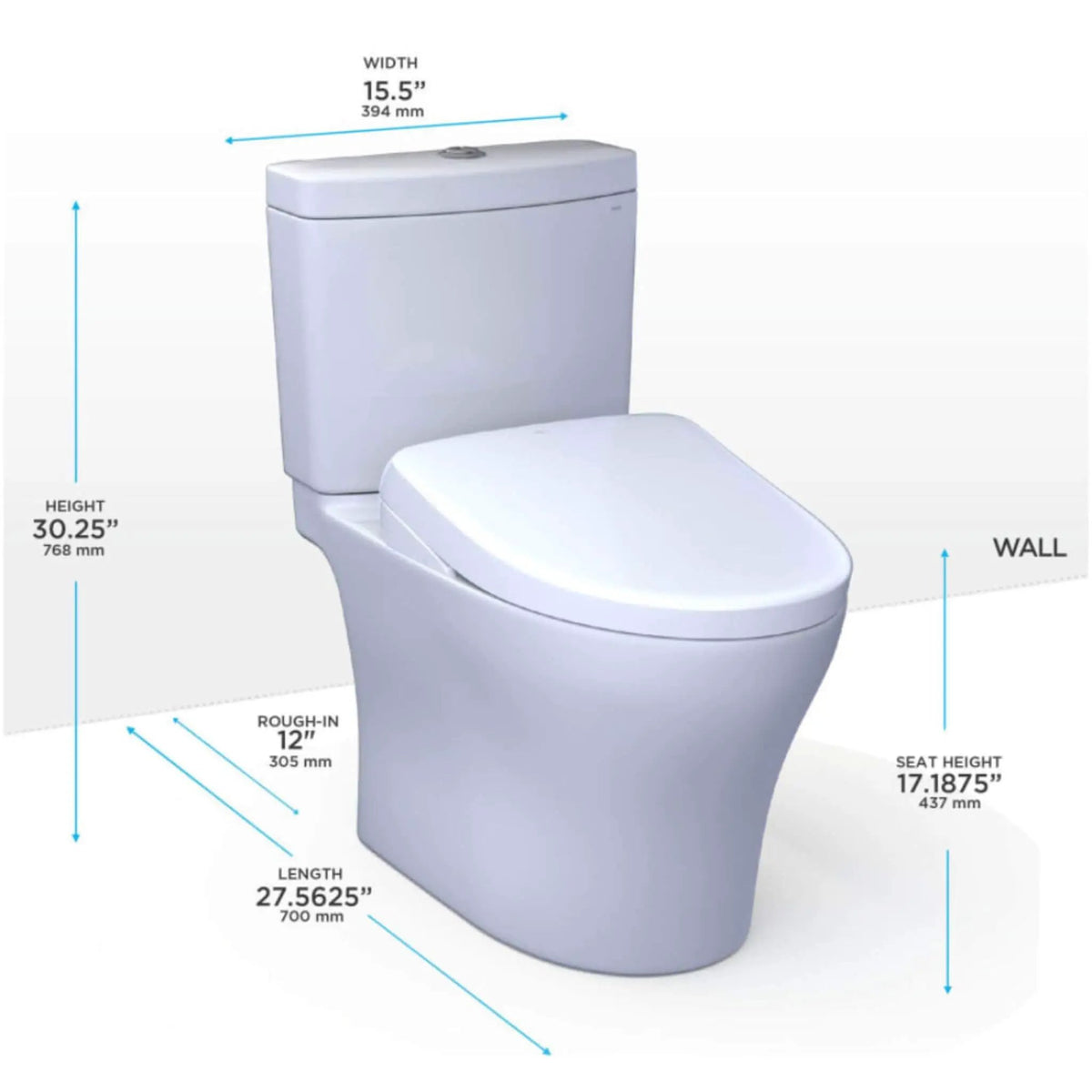 TOTO Aquia IV Dual Flush Toilet | Elongated Chair Height | WASHLET S7A Bidet Seat | 4-User Memory Remote