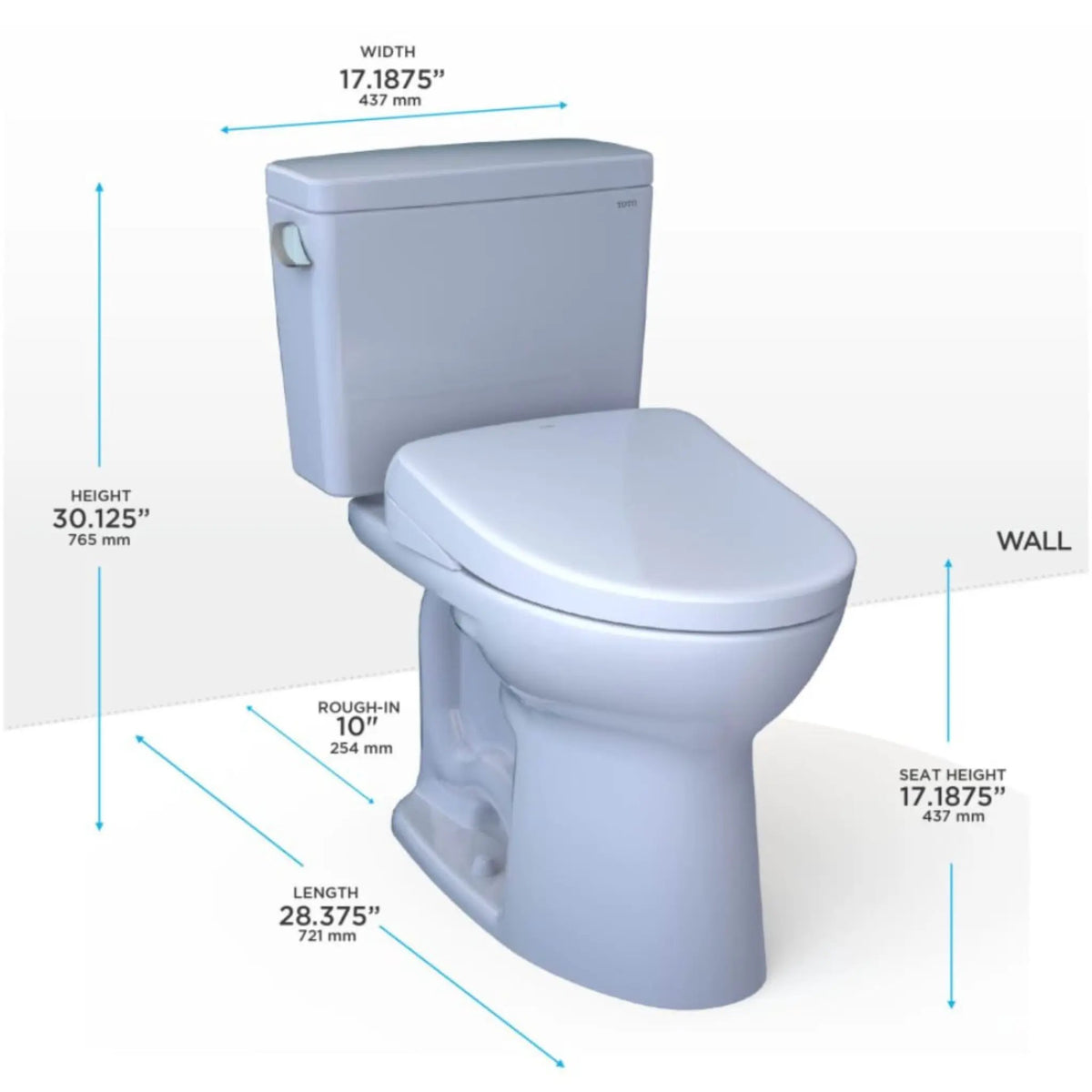TOTO Drake Toilet | 1.28 GPF Universal Height | WASHLET S7 Bidet Seat | 10 Inch Rough-In