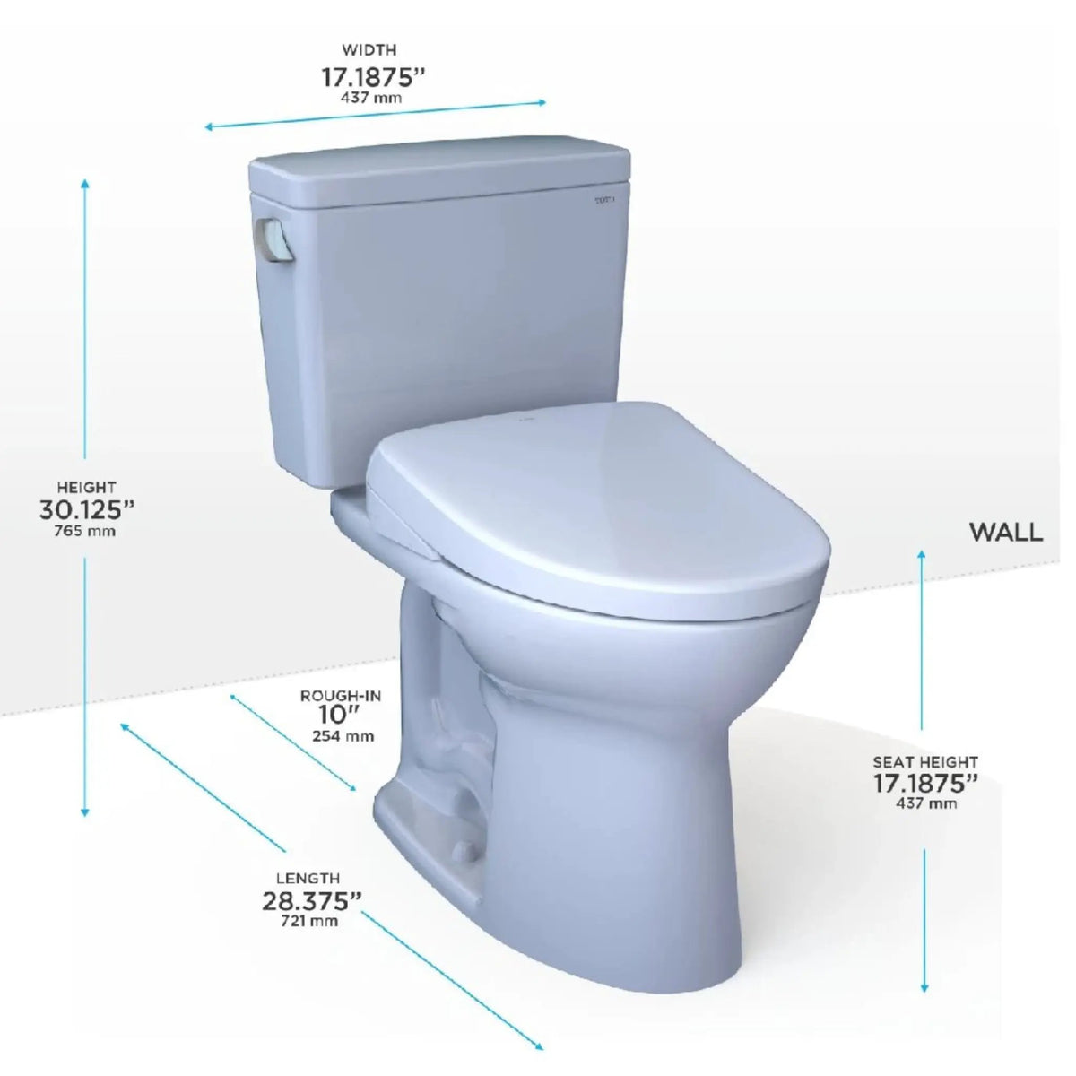 TOTO Drake Toilet | 1.28 GPF Universal Height | 10 Inch Rough-In | WASHLET S7 Bidet Seat With CEFIONTECT Glaze