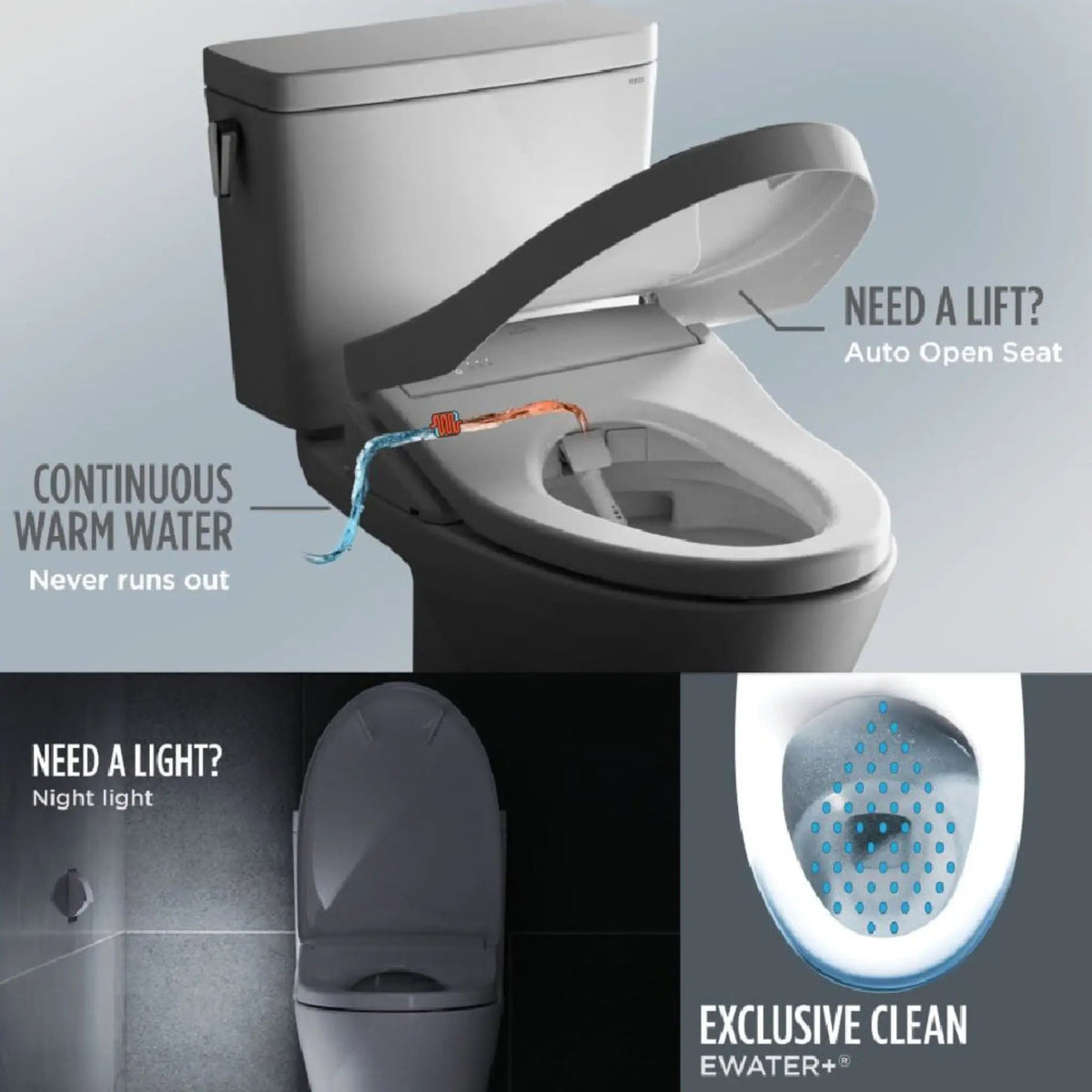 TOTO Drake Toilet | 1.6 GPF Elongated Chair Height | WASHLET S7 Heated Bidet Seat | Night Light