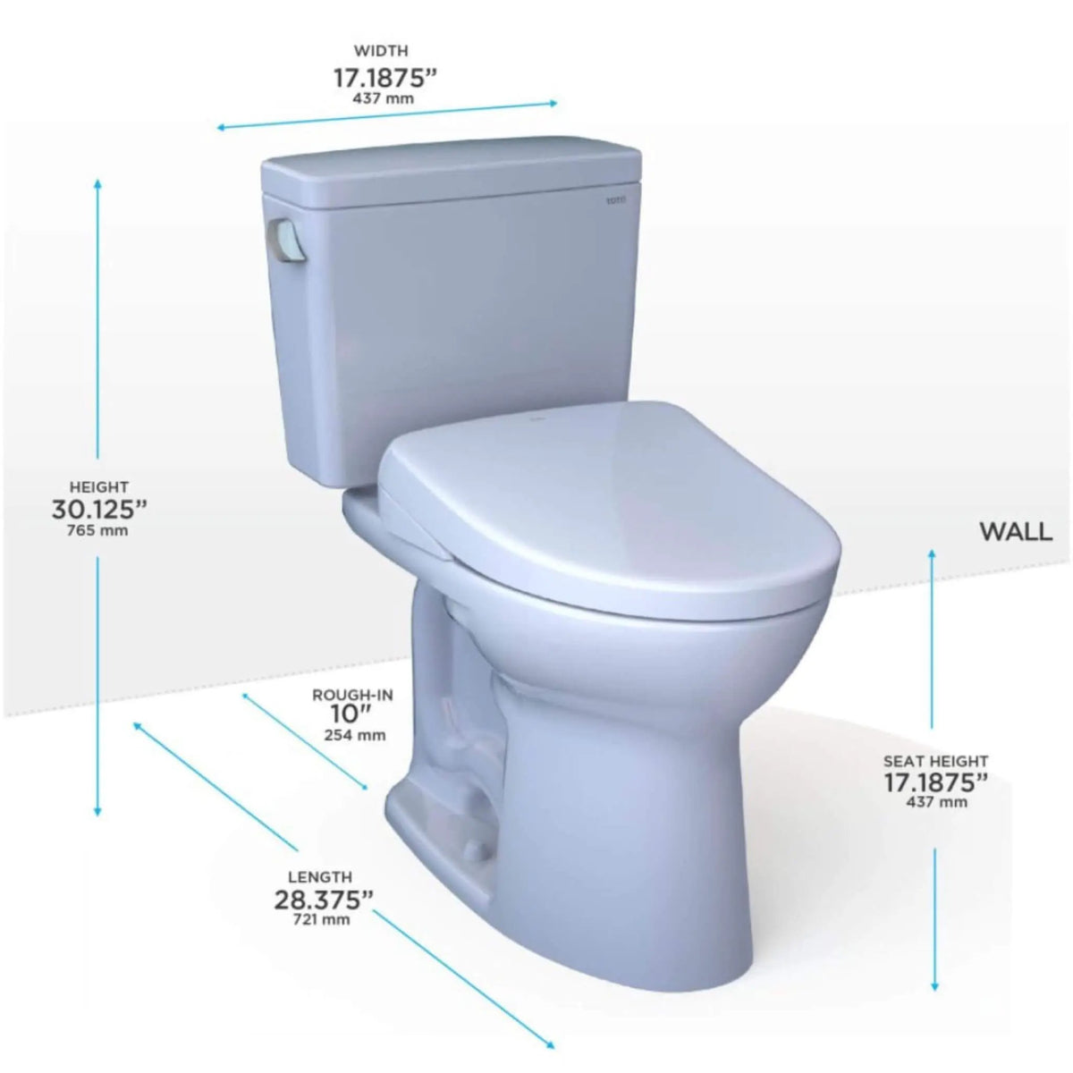 TOTO Drake Toilet | 1.6 GPF Elongated Chair Height | S7 Bidet Seat | 10 Inch Rough-In