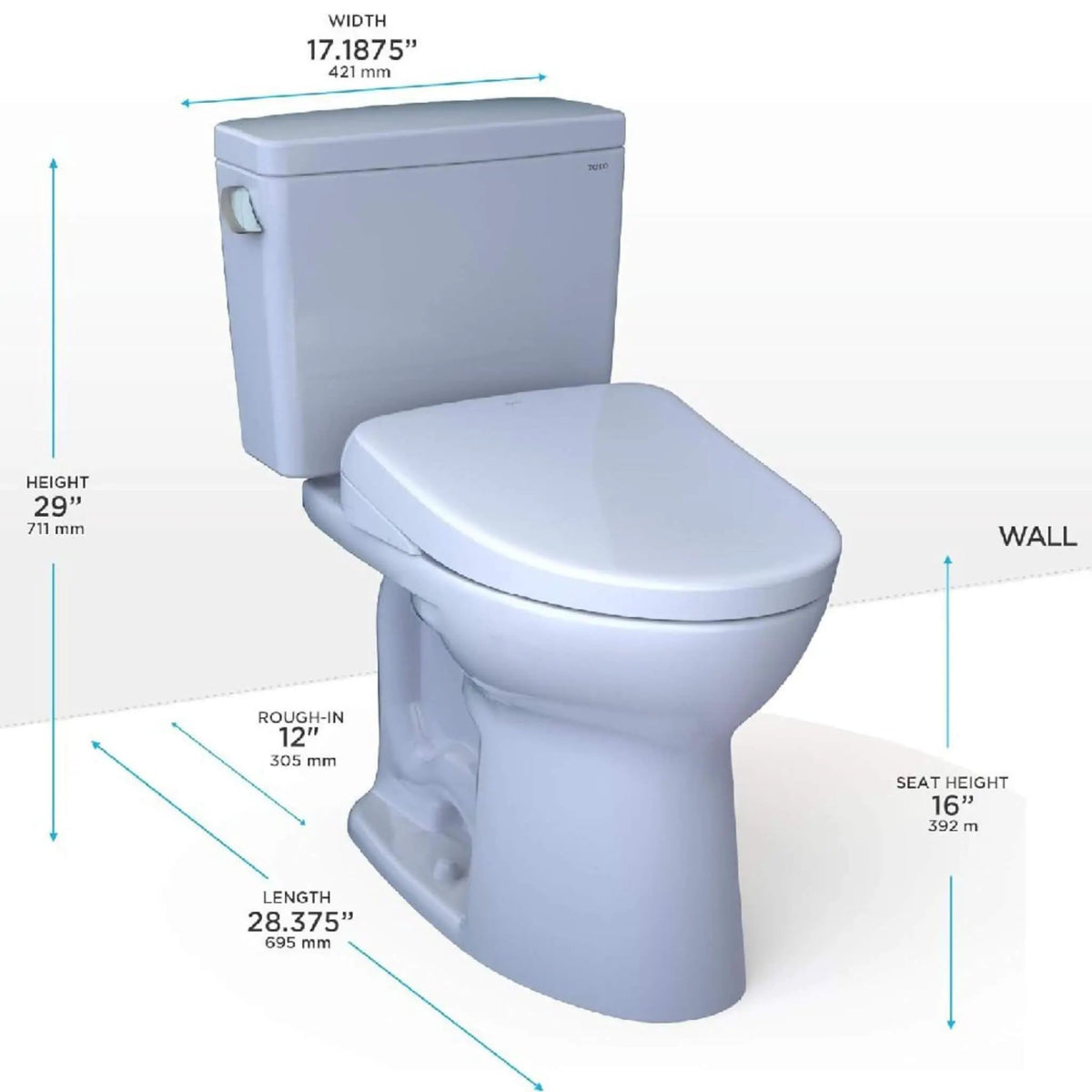 TOTO Drake Toilet | 1.6 GPF Elongated | WASHLET S7 Auto Flush Bidet Seat | CEFIONTECT Glaze