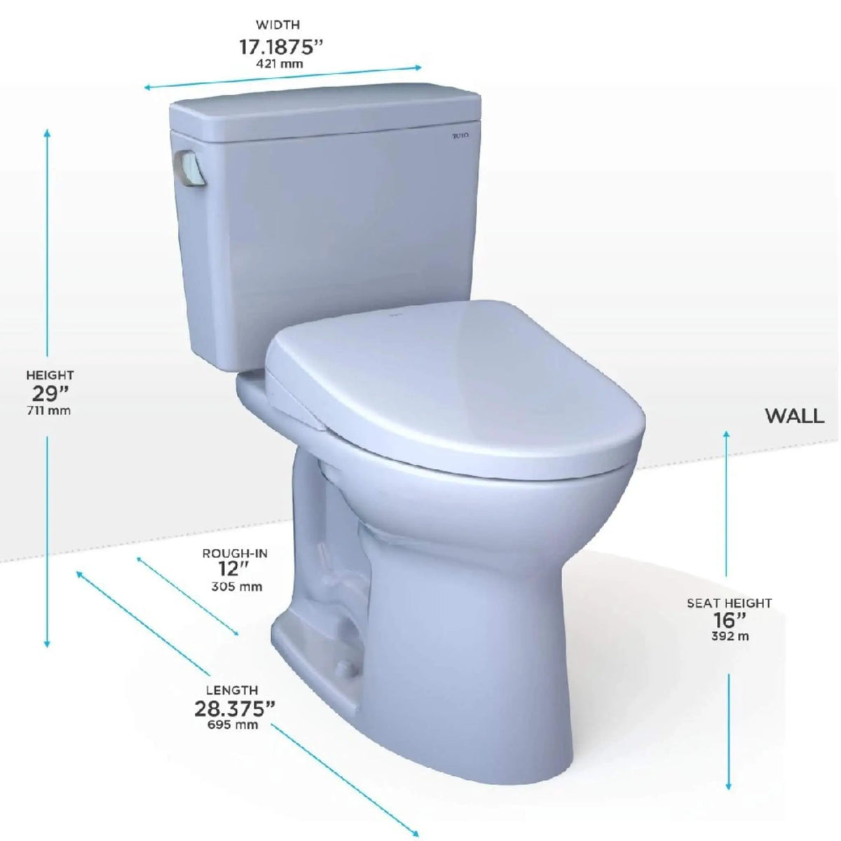 TOTO Drake Elongated Toilet | 1.28 GPF | WASHLET S7A Heated Auto Open Seat | CEFIONTECT Glaze