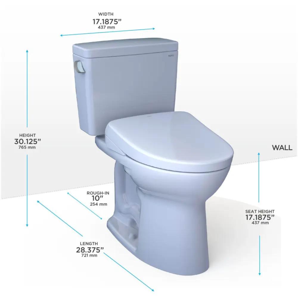 TOTO Drake Two-Piece Toilet | 1.6 GPF Elongated Chair Height | WASHLET S7A | 10 Inch Rough-In
