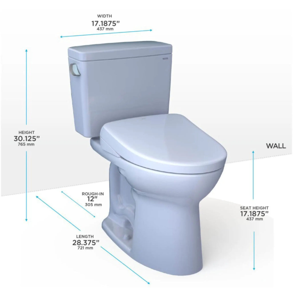 TOTO Drake Transitional Toilet | 1.28 GPF Elongated Chair Height | WASHLET S7 | EWater+ And PREMIST