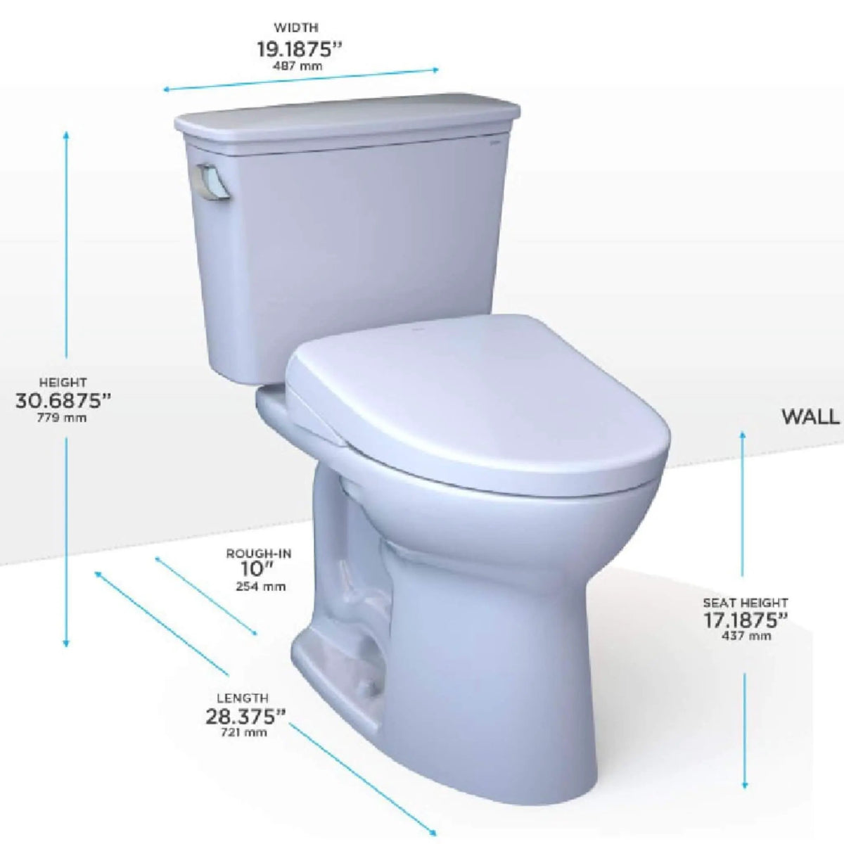 TOTO Drake Toilet | 1.28 GPF Universal Height | WASHLET S7A Open Bidet Seat | Warm Air Dryer