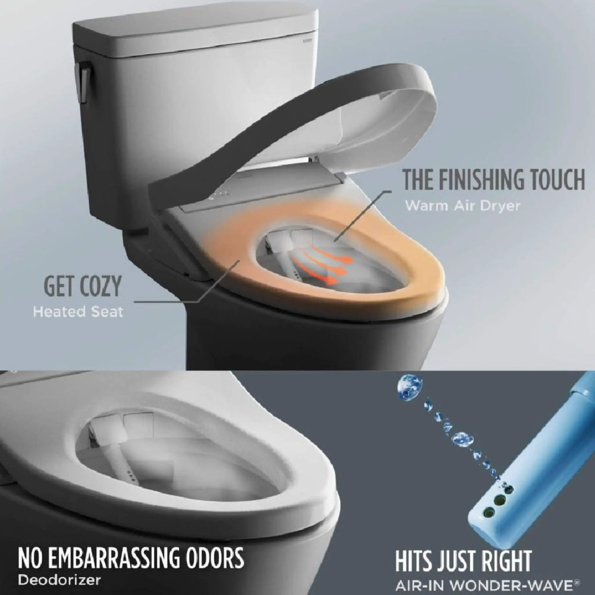 TOTO Drake Toilet | 1.28 GPF Tornado Flush | WASHLET S7A Bidet Seat | Illuminated Remote