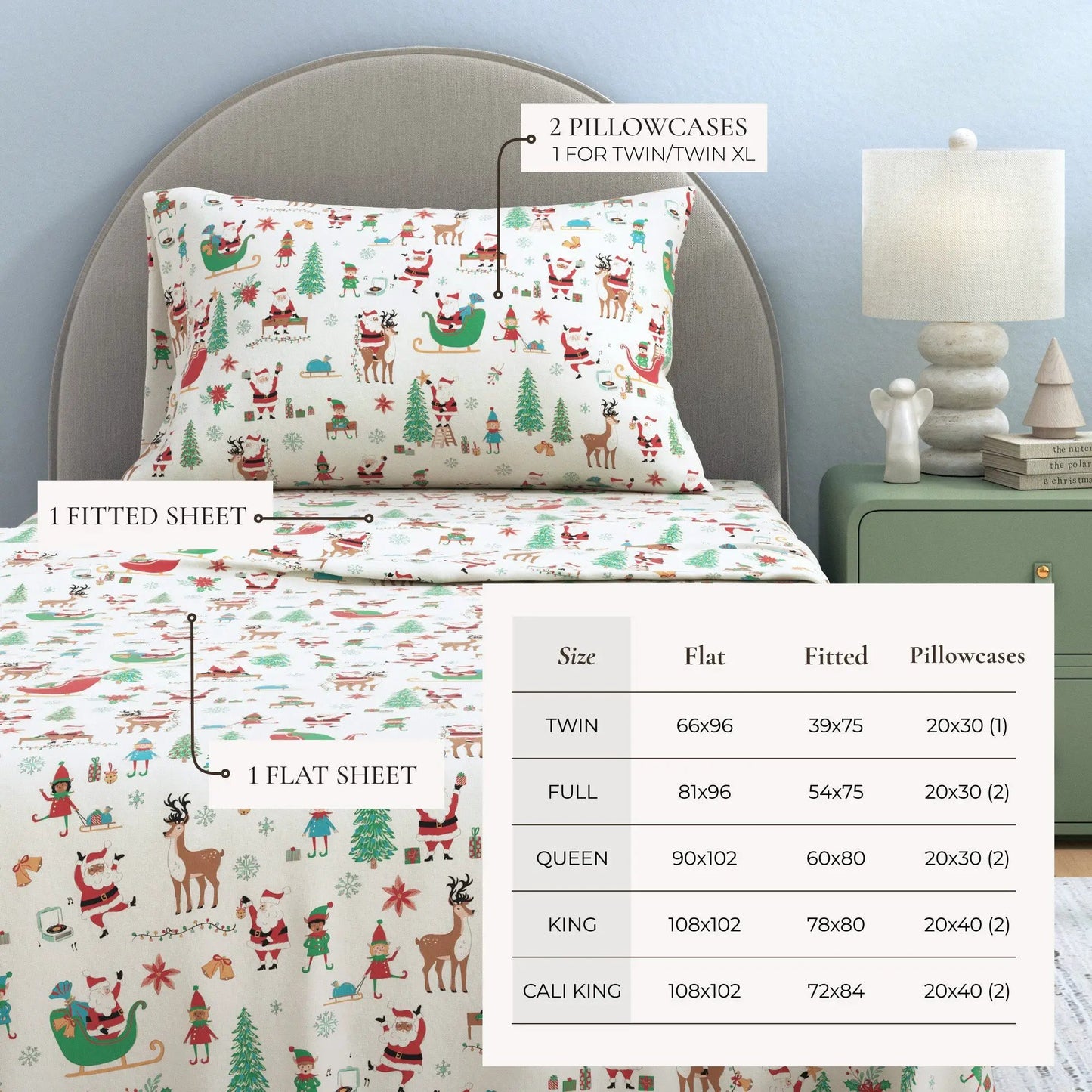Turkish Cotton Christmas Flannel Sheet - Whittaker Collection from PriceLows™