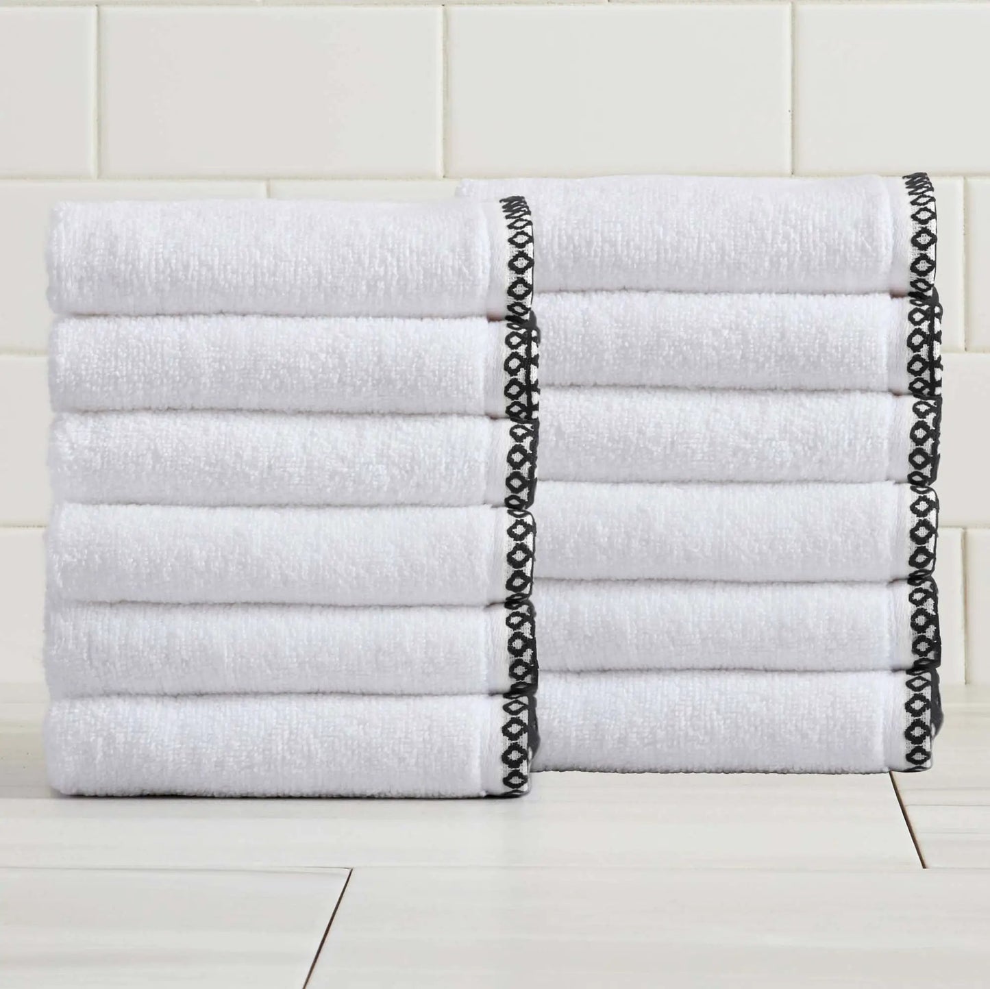 Cotton Border-Stitched 6-Piece Towel Set - Valery Collection from PriceLows™