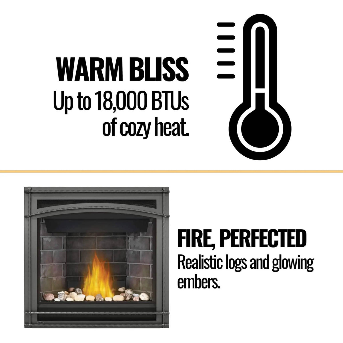 Napoleon Ascent 36 35-Inch Direct Vent Millivolt Ignition Fireplace | 35 Inch | Gas Fireplace | Living Room