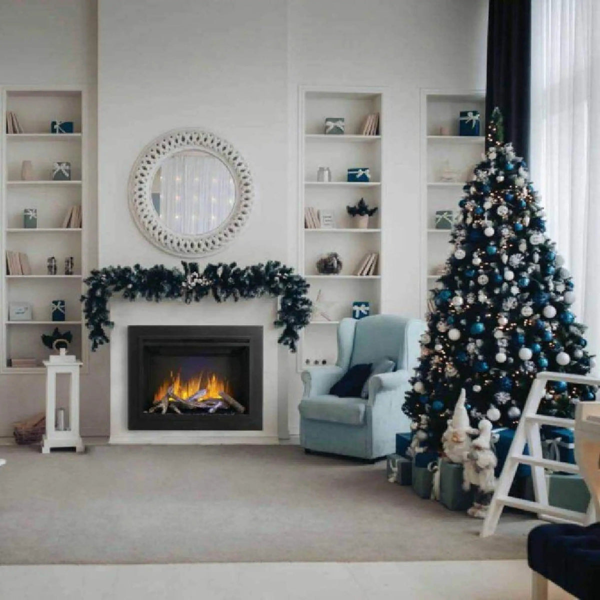 Napoleon Element Self-Trimming Built-In Electric Fireplace | 800 Sq Ft | 000 BTU | Living Room