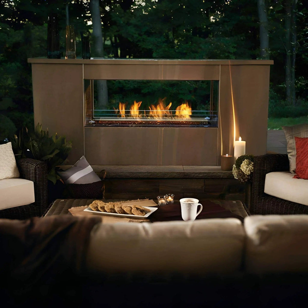 Napoleon Galaxy 48 50 Inch Outdoor Linear See Thru Electronic Start Natural Gas | 50 Inch | Fireplace | Living Room