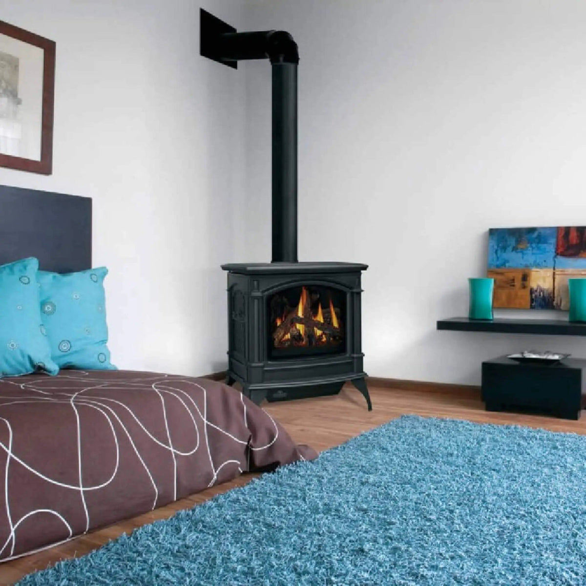 Napoleon Knightsbridge 60 Majolica Brown 27 Inch Natural Gas Stove With Flame And | 27 Inch | Porcelain | Wood Stove