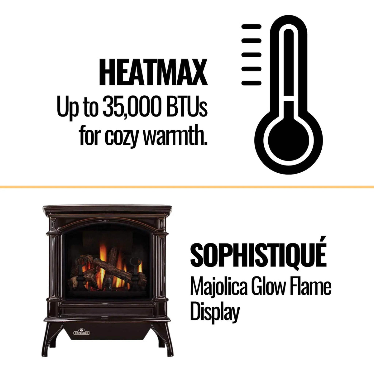 Napoleon Knightsbridge 60 Majolica Brown 27 Inch Natural Gas Stove With Flame And | 27 Inch | Porcelain | Wood Stove