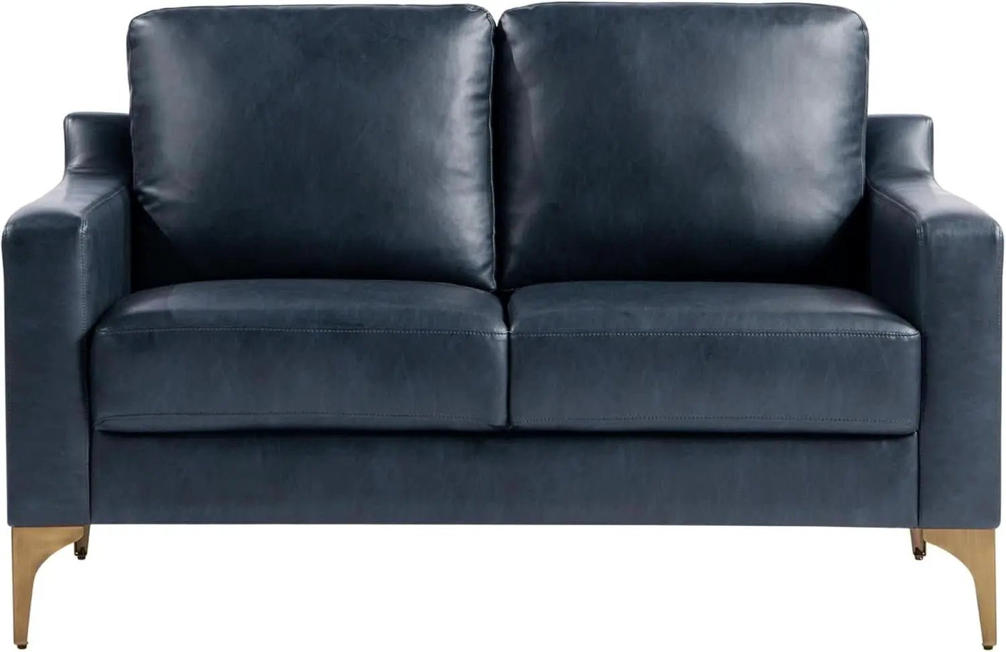 Navy Blue Faux Leather Loveseat With High Density Foam from PriceLows™