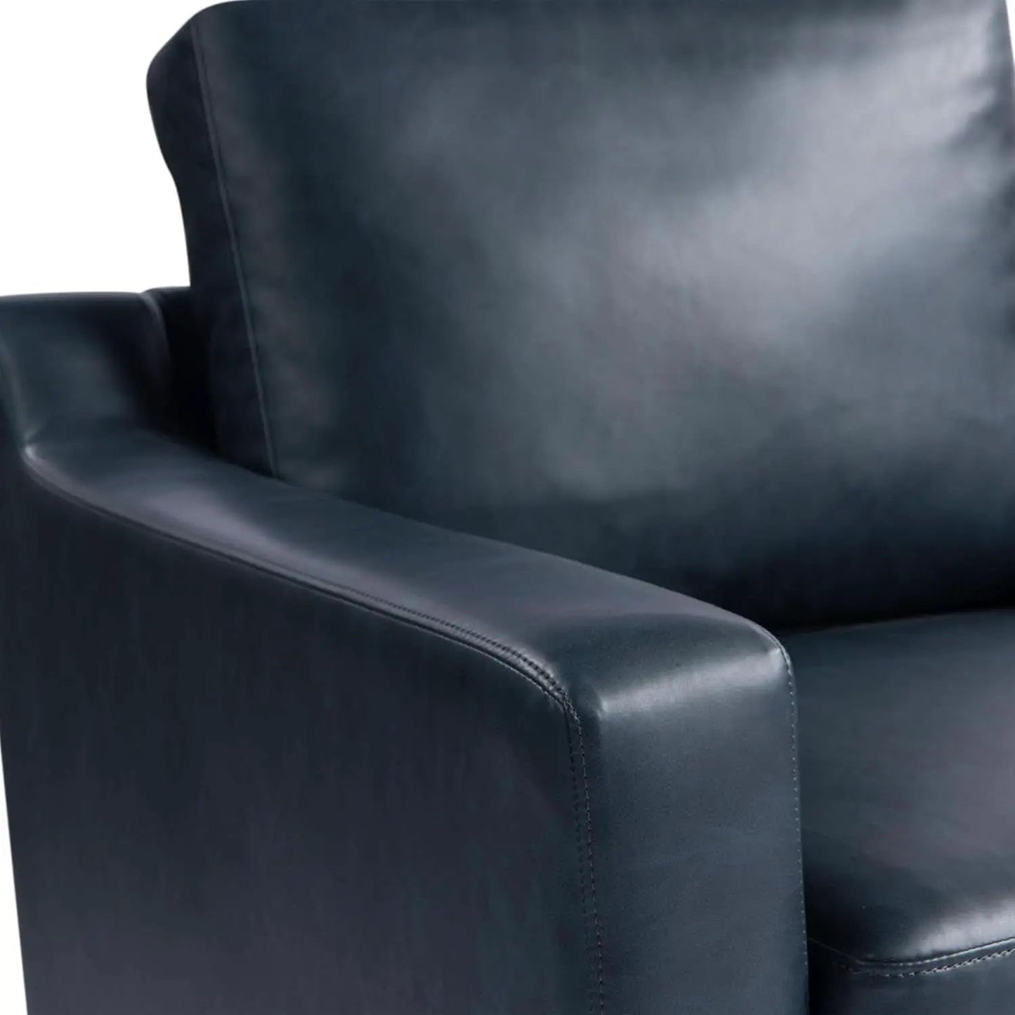 Navy Blue Faux Leather Loveseat With High Density Foam from PriceLows™