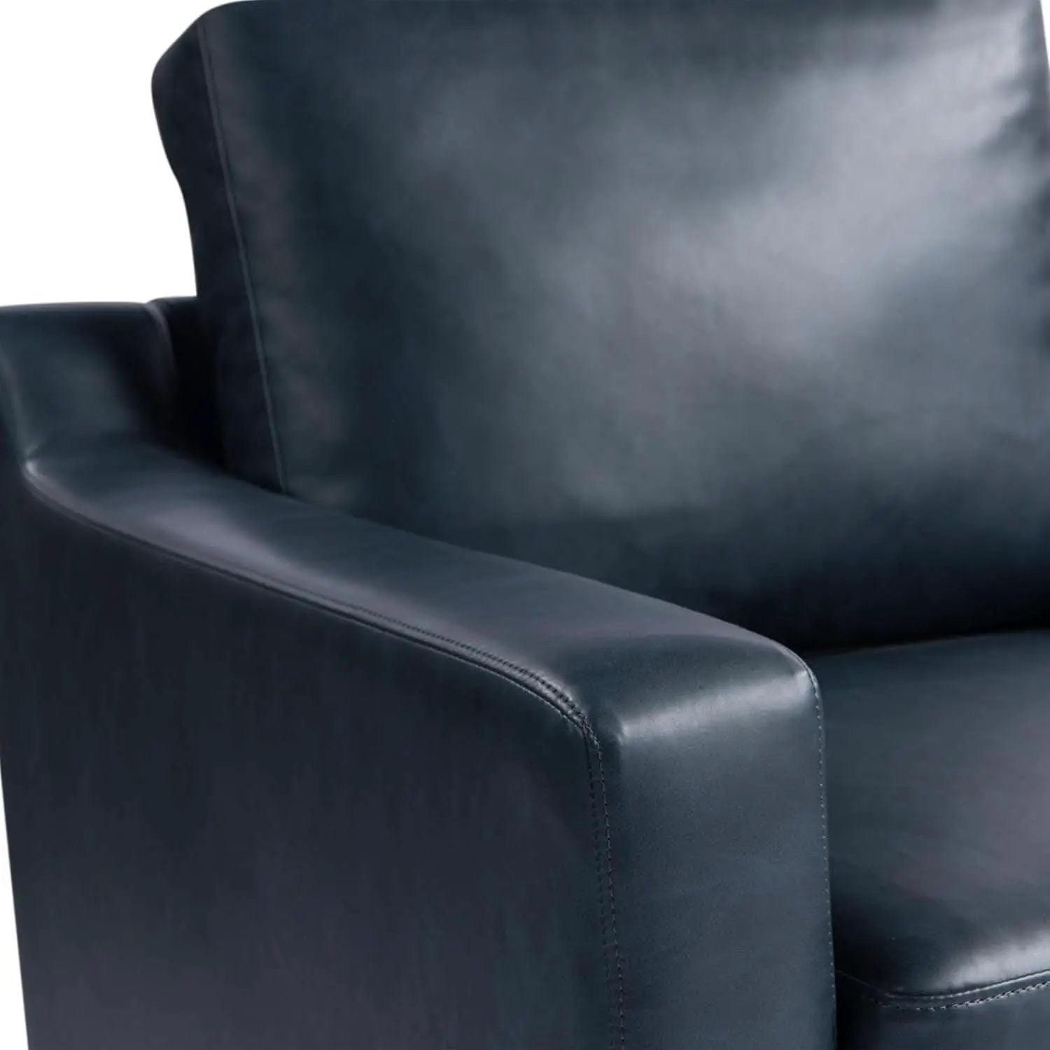 Navy Blue Faux Leather Loveseat With High Density Foam from PriceLows™