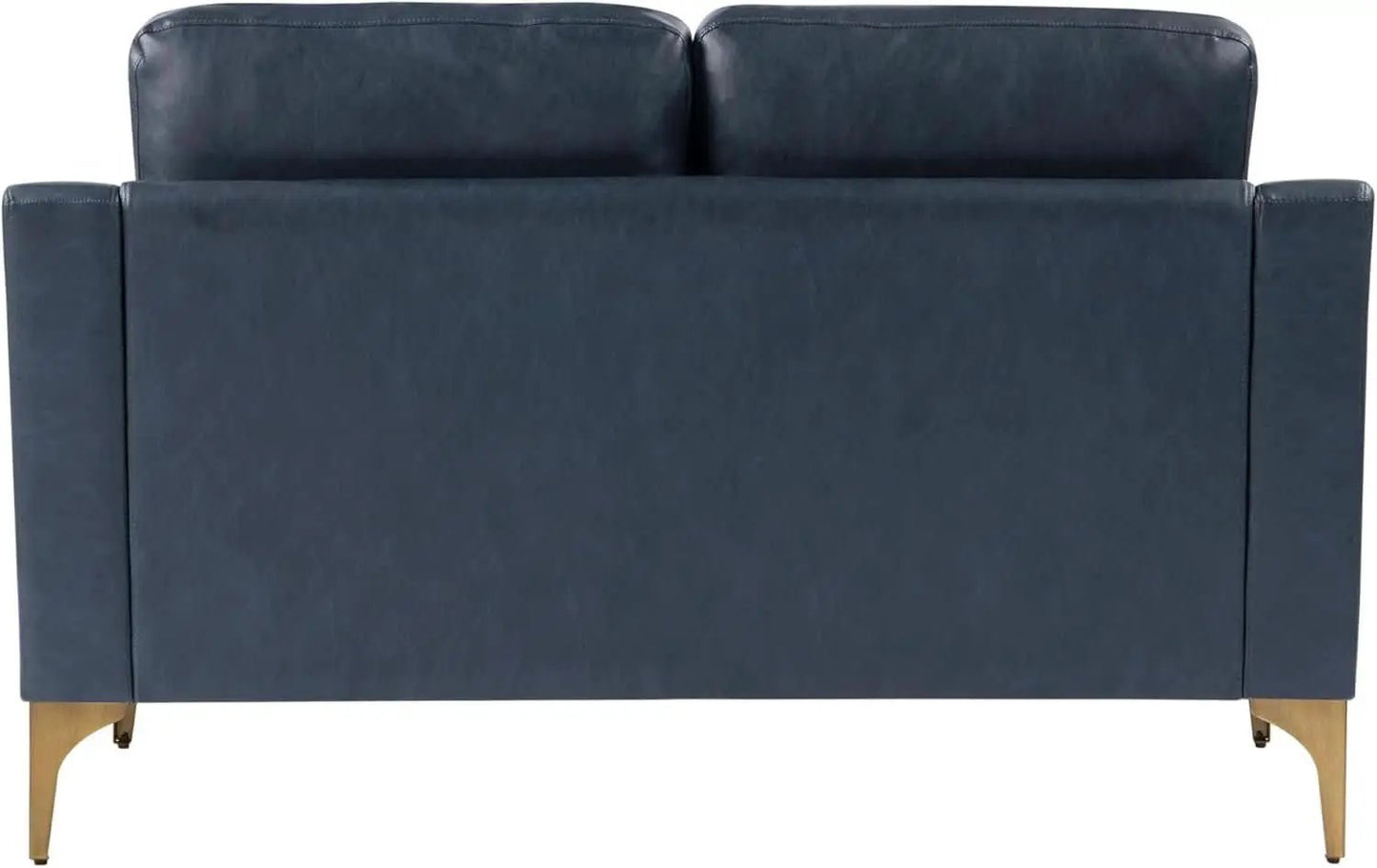 Navy Blue Faux Leather Loveseat With High Density Foam from PriceLows™