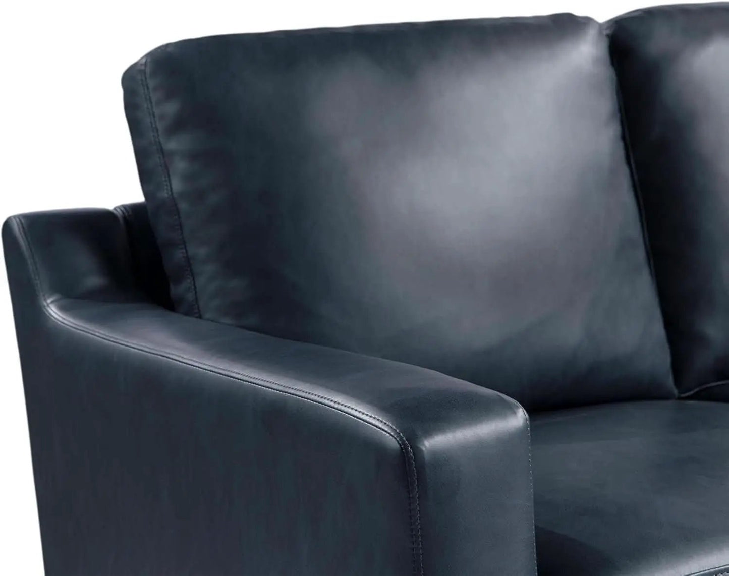 Navy Blue Faux Leather Loveseat With High Density Foam from PriceLows™