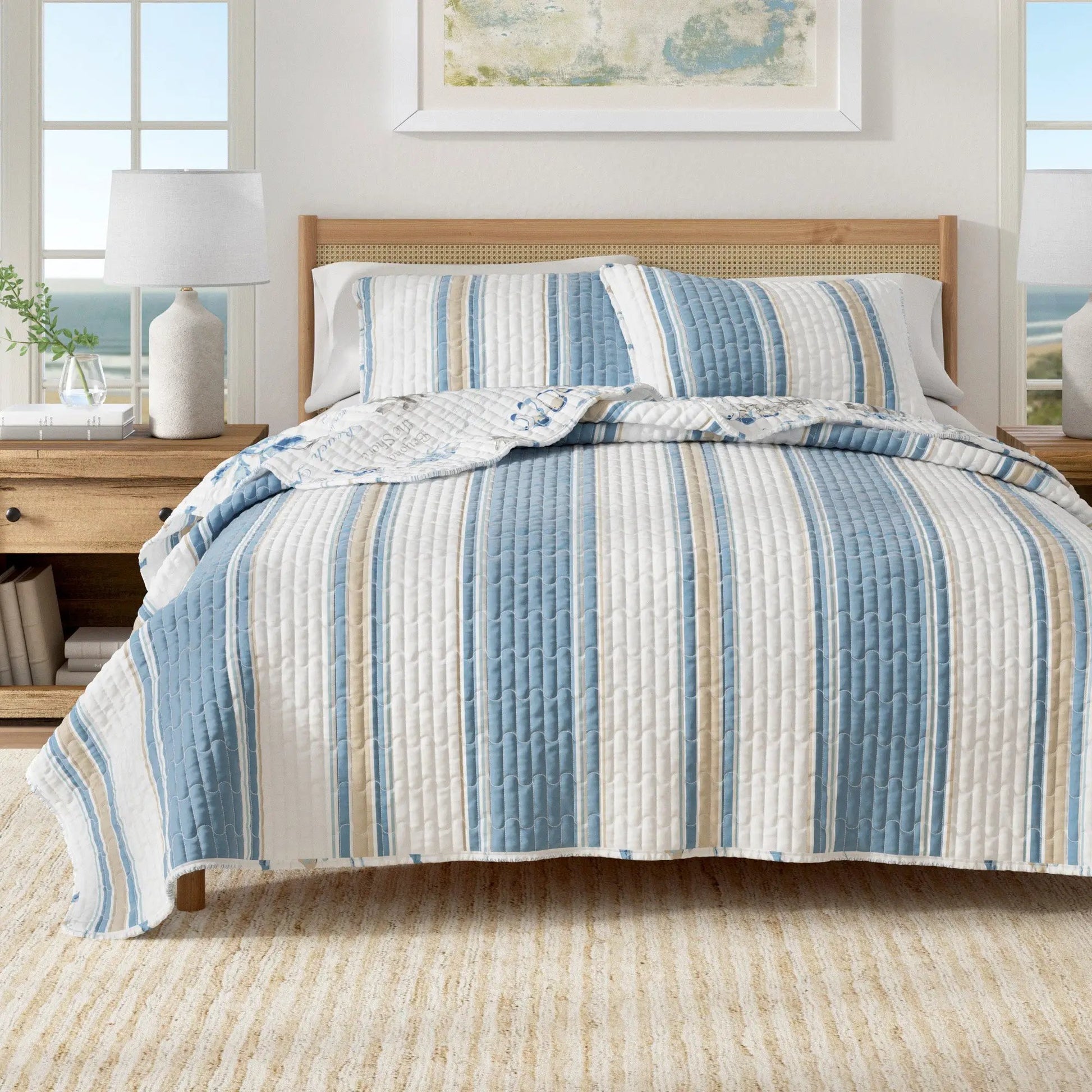 Stripe & Ocean Story Coastal Quilt Set - New Castle Collection from PriceLows™