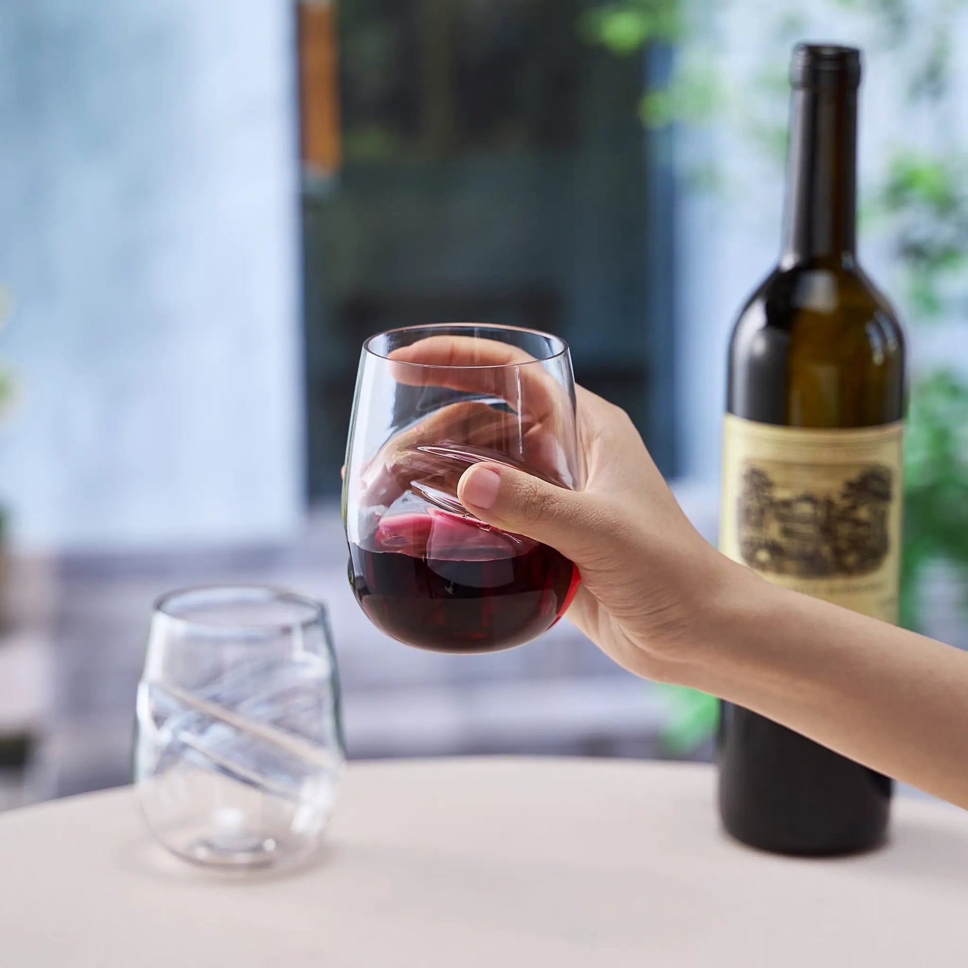 Barcelona Acrylic Stemless Finger-Indent Wine Glassware, Set of 2 from PriceLows™