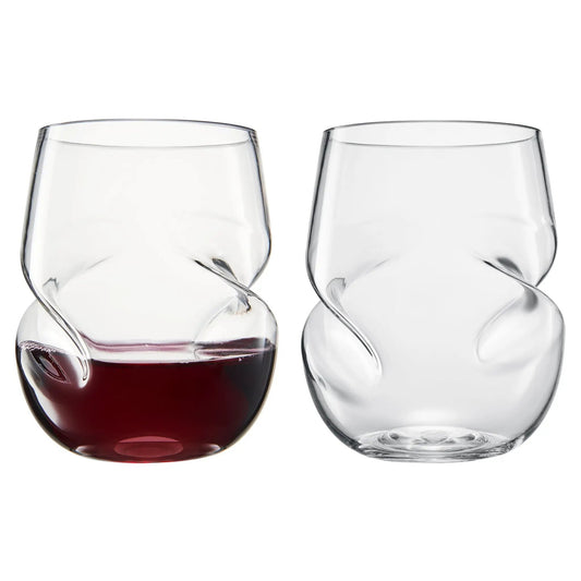 Barcelona Acrylic Stemless Finger-Indent Wine Glassware, Set of 2 from PriceLows™