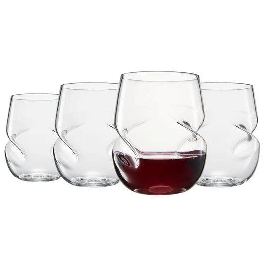 Barcelona Acrylic Stemless Finger-Indent Wine Glassware, Set of 4 from PriceLows™