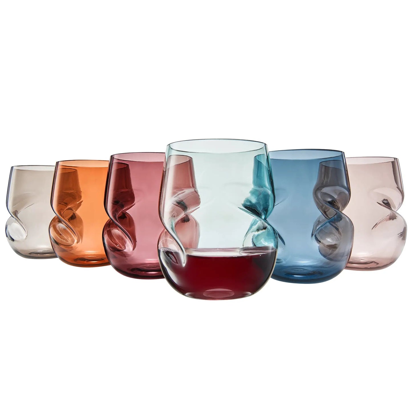 Eze Acrylic Stemless Finger-Indent Wine Glassware, Set of 6 from PriceLows™