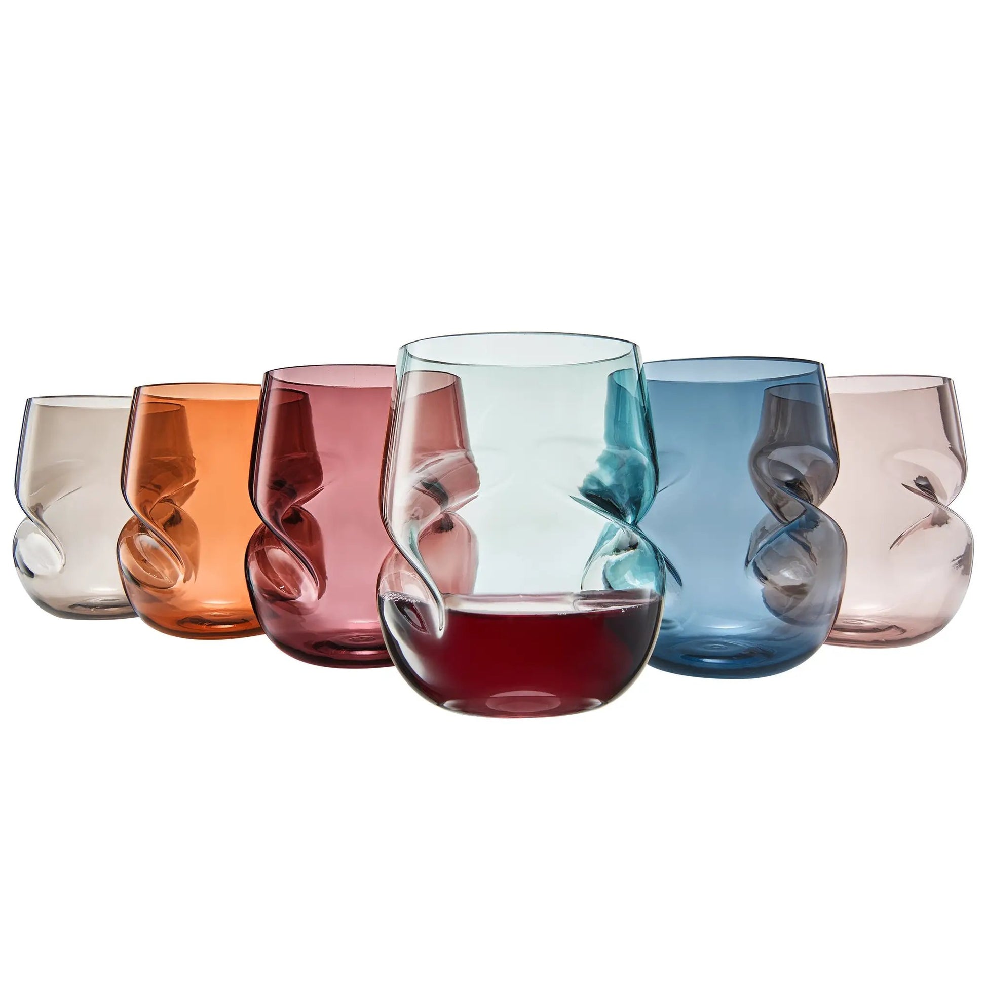 Eze Acrylic Stemless Finger-Indent Wine Glassware, Set of 6 from PriceLows™