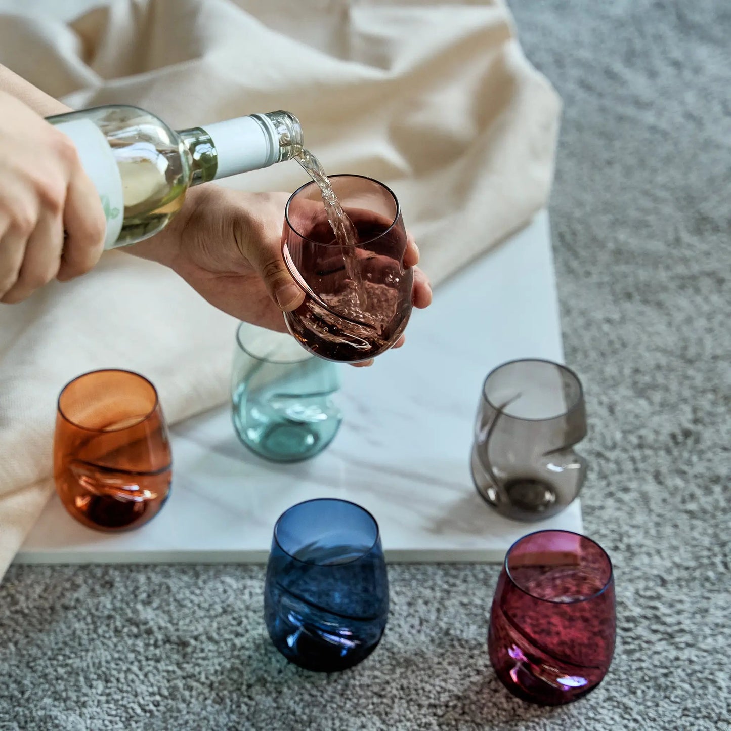 Eze Acrylic Stemless Finger-Indent Wine Glassware, Set of 6 from PriceLows™