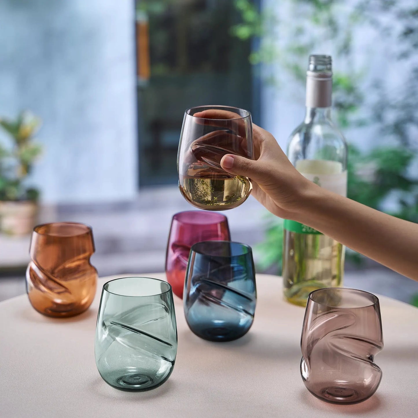 Eze Acrylic Stemless Finger-Indent Wine Glassware, Set of 6 from PriceLows™