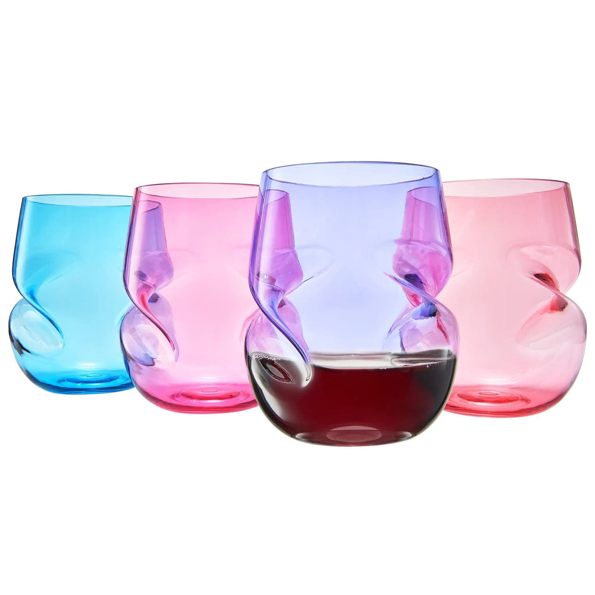Madrid Acrylic Stemless Finger-Indent Wine Glassware | 13 oz | Set of 4 | Acrylic