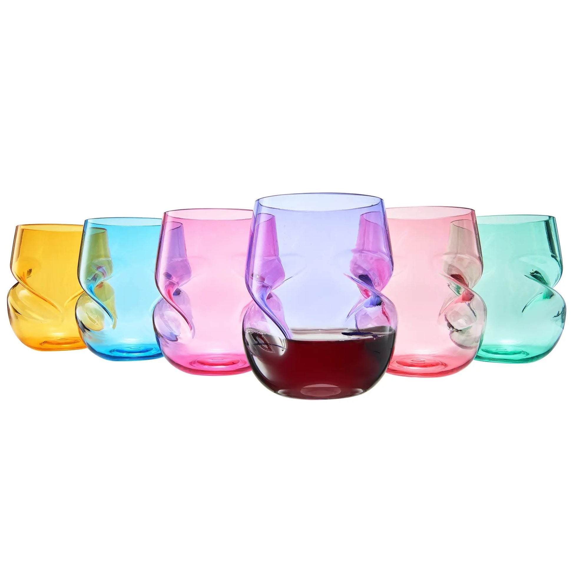 Madrid Acrylic Stemless Finger-Indent Wine Glassware, Set of 6 from PriceLows™