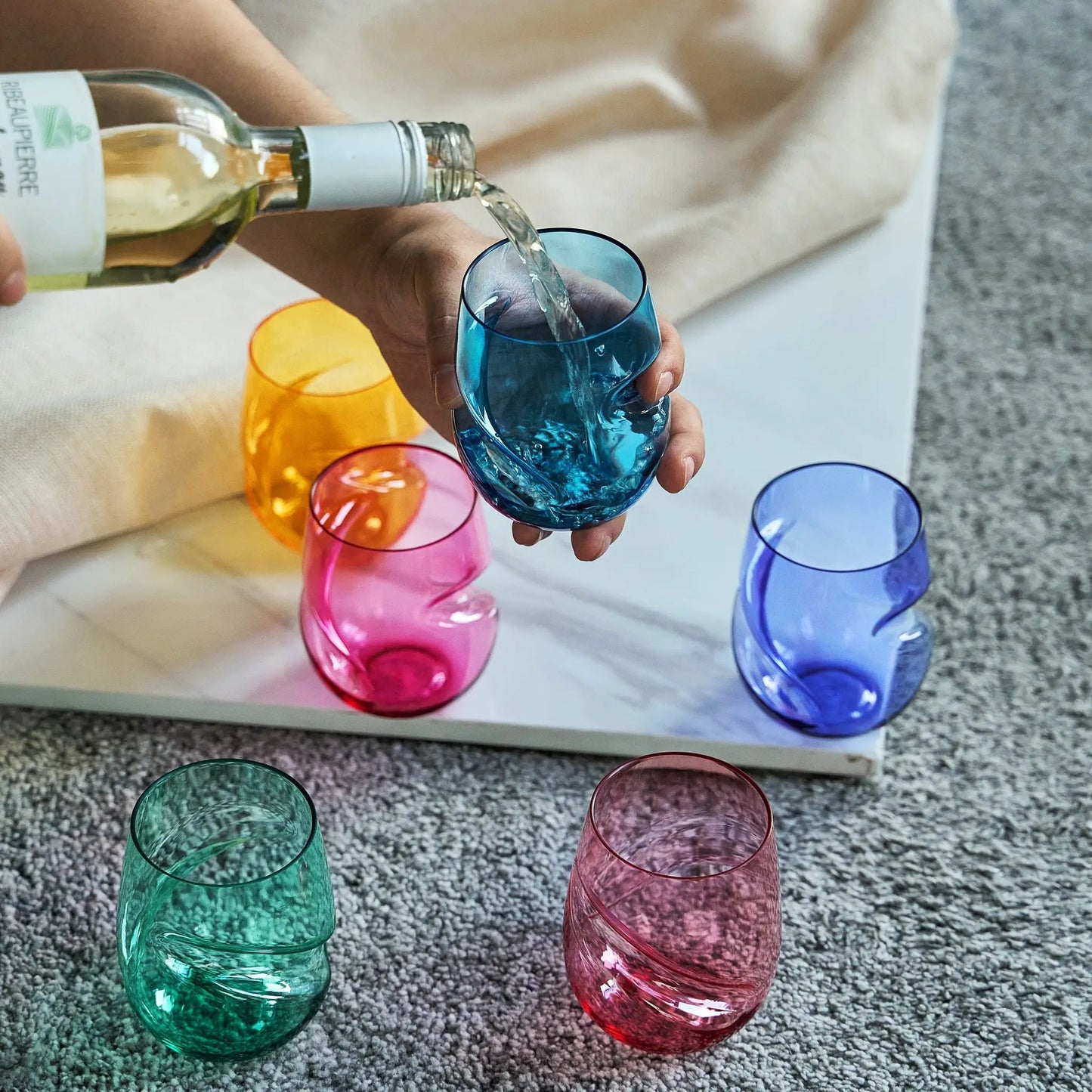 Madrid Acrylic Stemless Finger-Indent Wine Glassware, Set of 6 from PriceLows™
