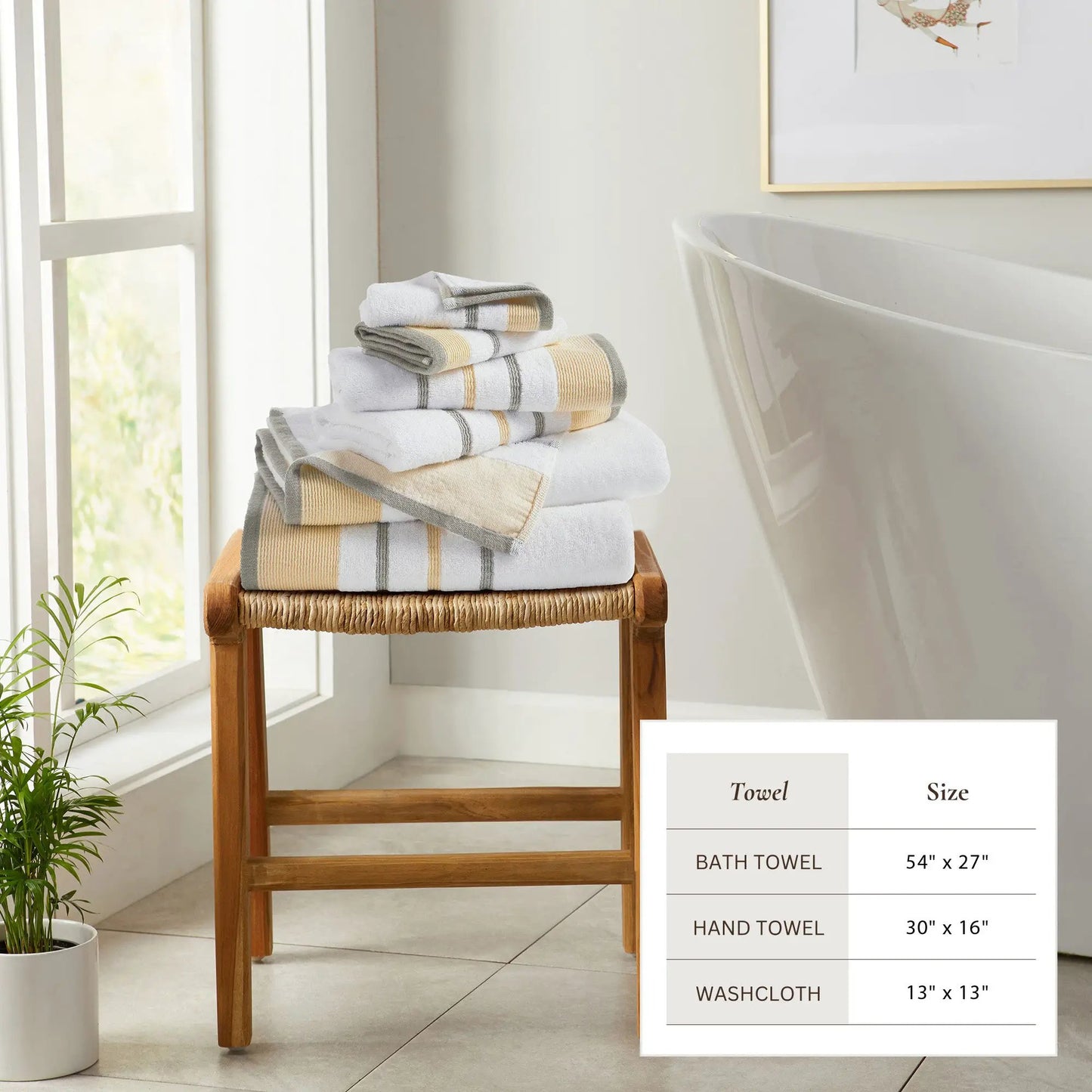 Decorative Cotton Stripe Bath Towel Set - Noelle Collection from PriceLows™
