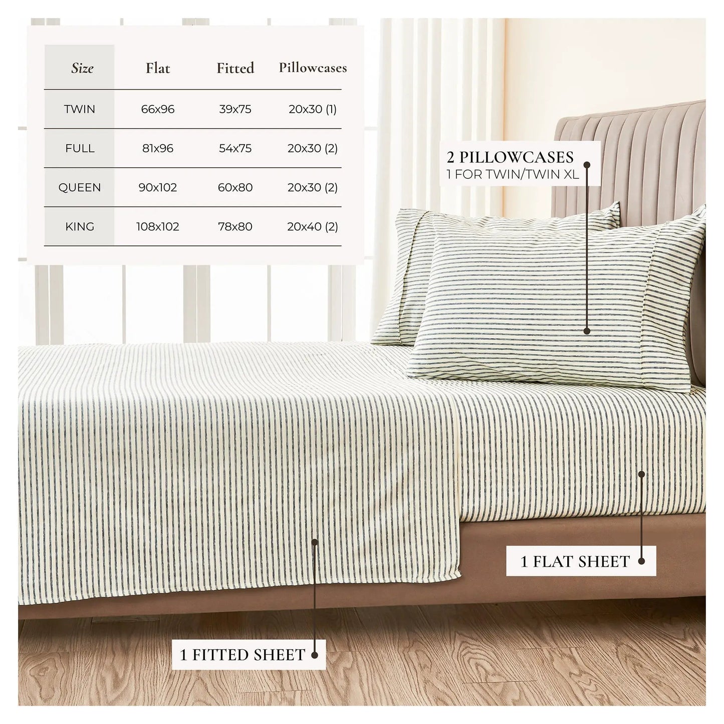 Striped Sheet Set - Evette Collection from PriceLows™