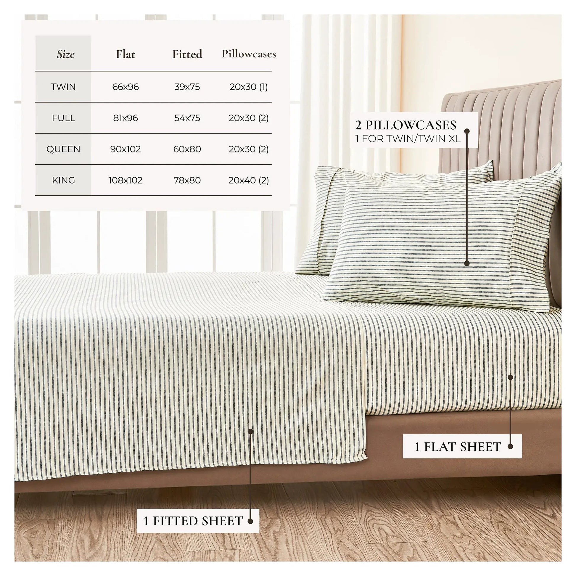 Striped Sheet Set - Evette Collection from PriceLows™