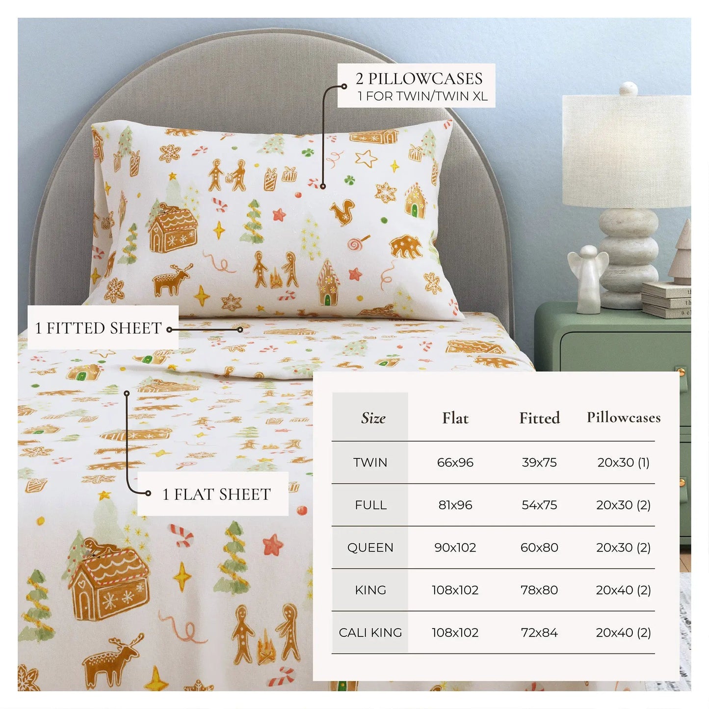 Turkish Cotton Flannel Sheet Set - Kids' Christmas Collection from PriceLows™