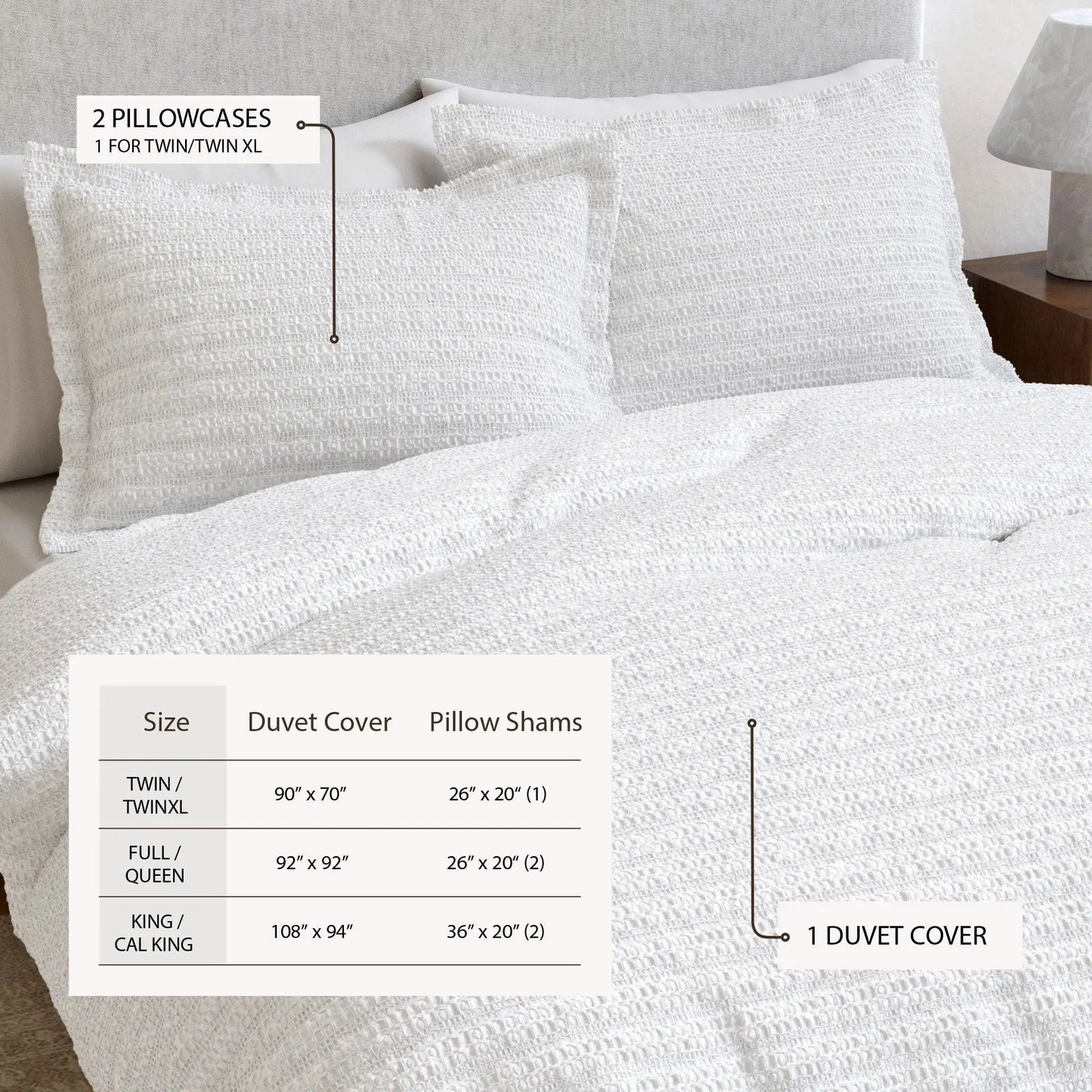 100% Cotton Honeycomb Waffle Duvet Set - Mattea Collection from PriceLows™