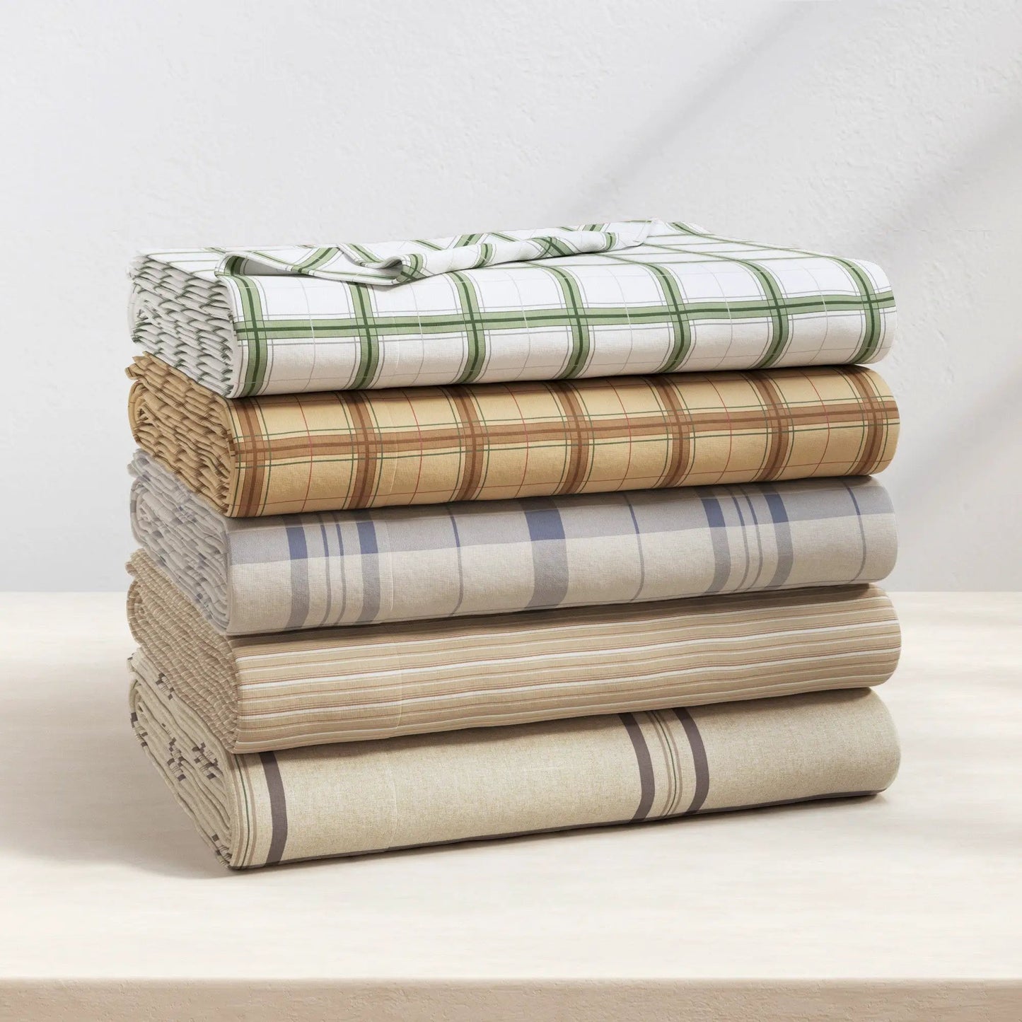 Turkish Cotton Flannel Sheet Set - Plaid & Stripe Collection from PriceLows™