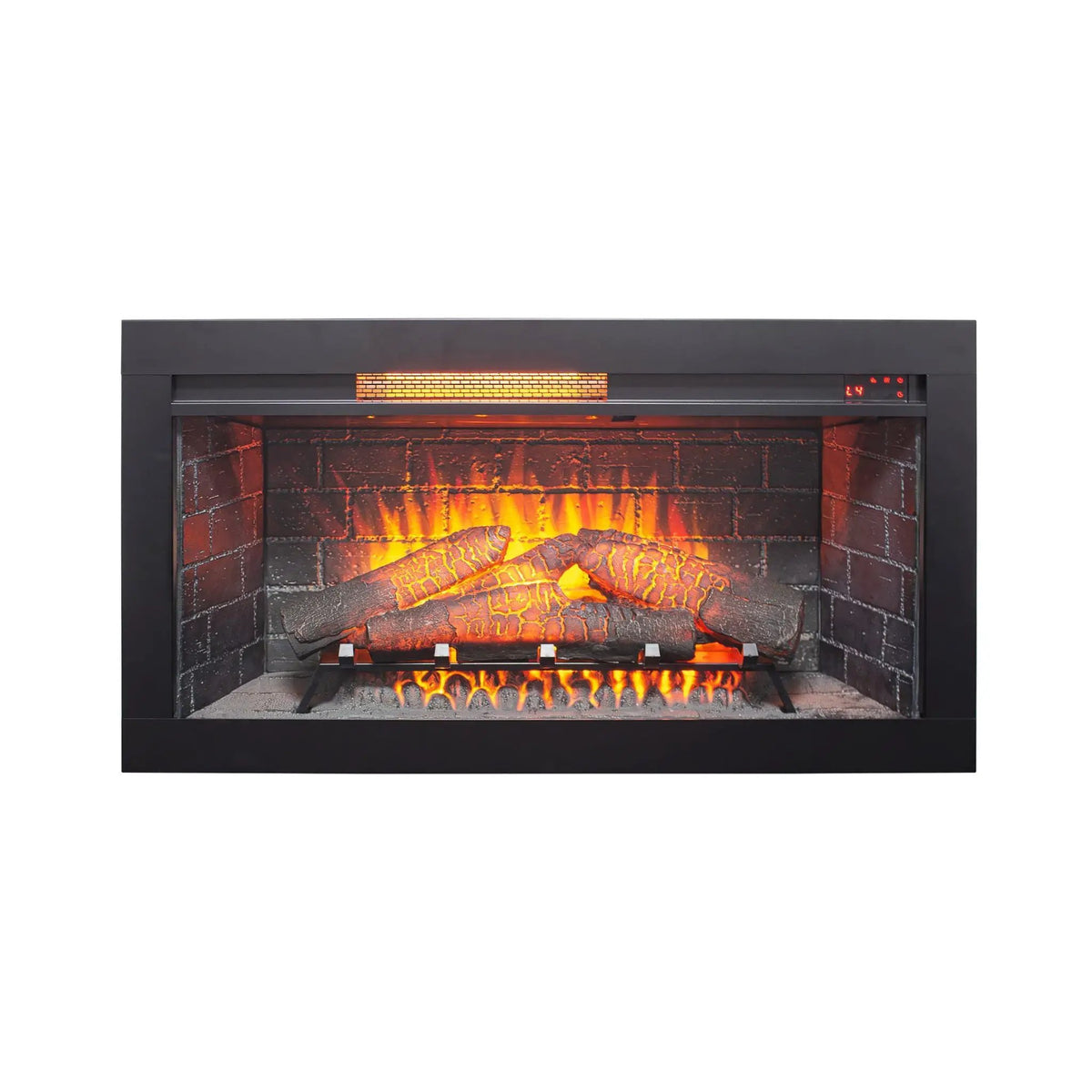 Electric Infrared Fireplace Insert | 36 Inch Antique Black | Touch Panel Control | Removable Trim Kit