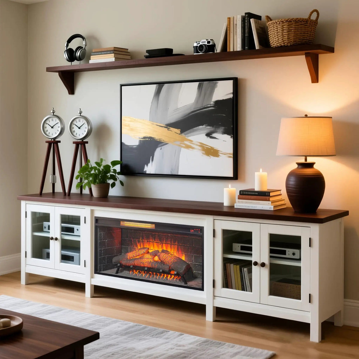 Electric Infrared Fireplace Insert | 36 Inch Antique Black | Touch Panel Control | Removable Trim Kit