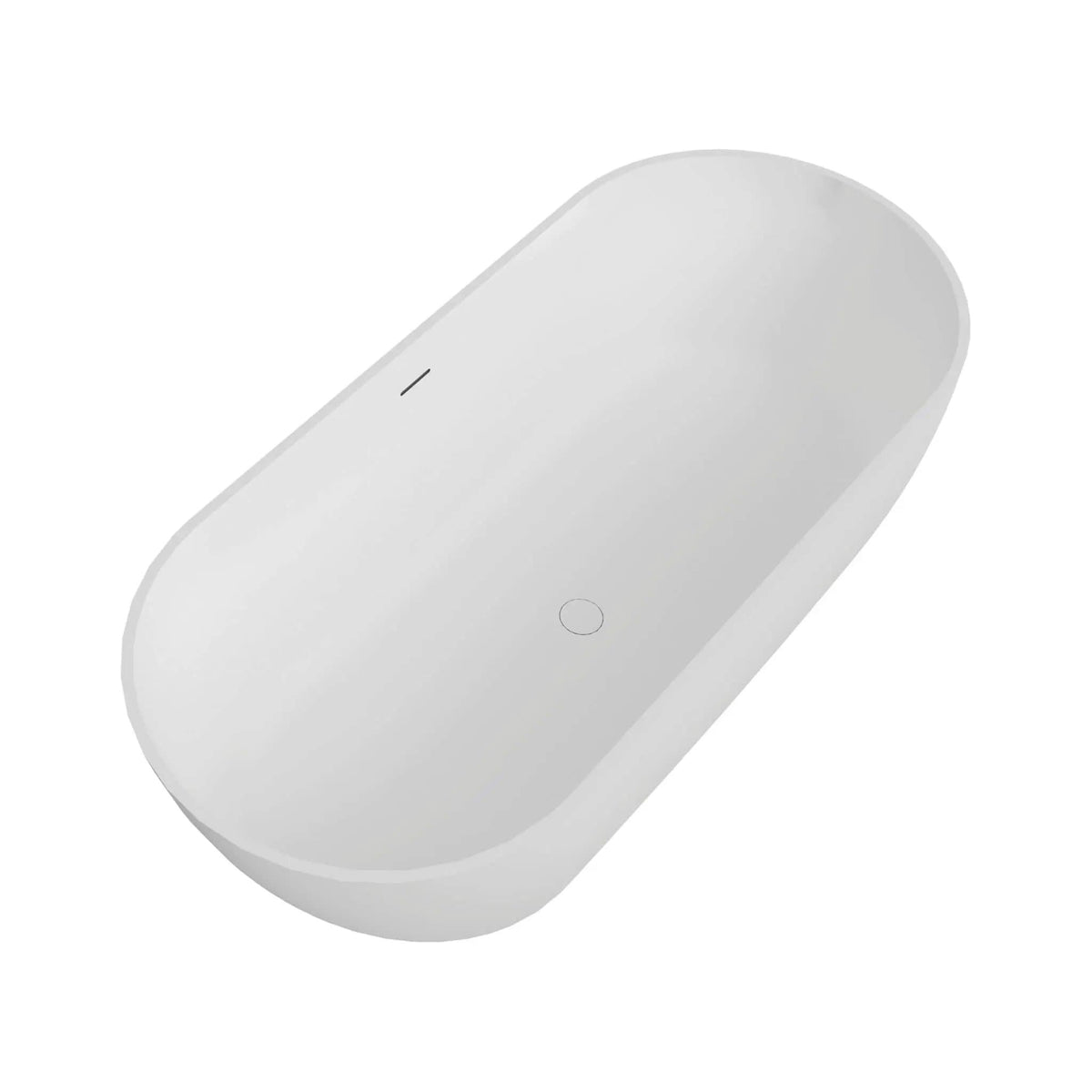 Wavecrest 59-Inch Luxury Solid Surface Matte White Freestanding Soaking Tub | 59 Inch | Stone | Bathtub