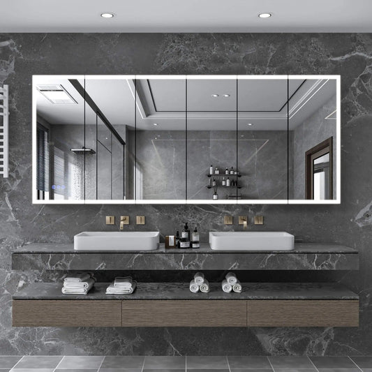 Wall-Mounted Medicine Cabinet Mirror With Anti-Fog And Tri-Color LED Lights | Crystal | Home Use | Home