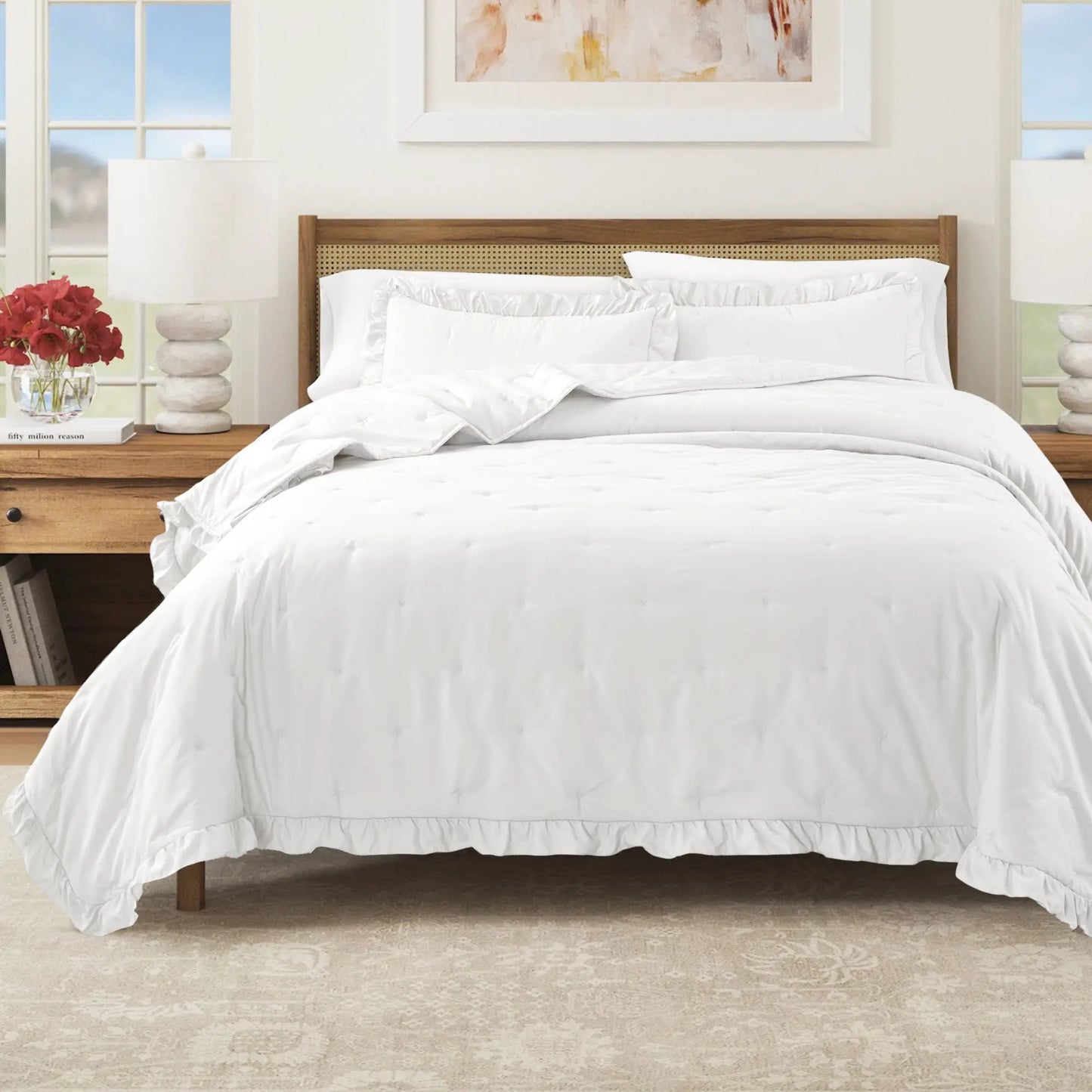 Dot Stitched Ruffled Quilt Set - Dot-Ruffled Collection from PriceLows™