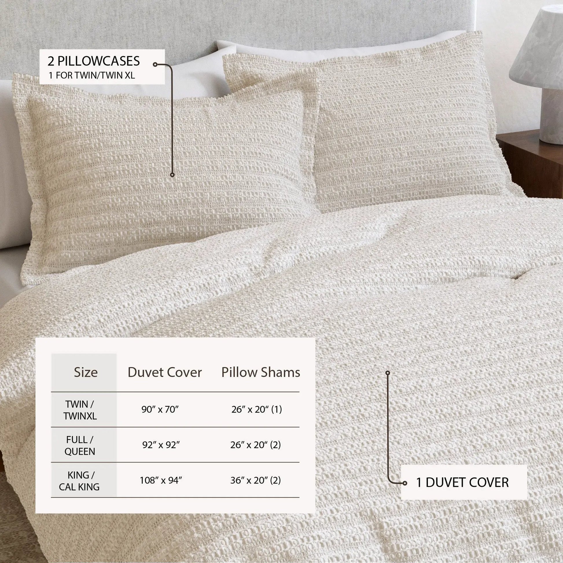 100% Cotton Honeycomb Waffle Duvet Set - Mattea Collection from PriceLows™