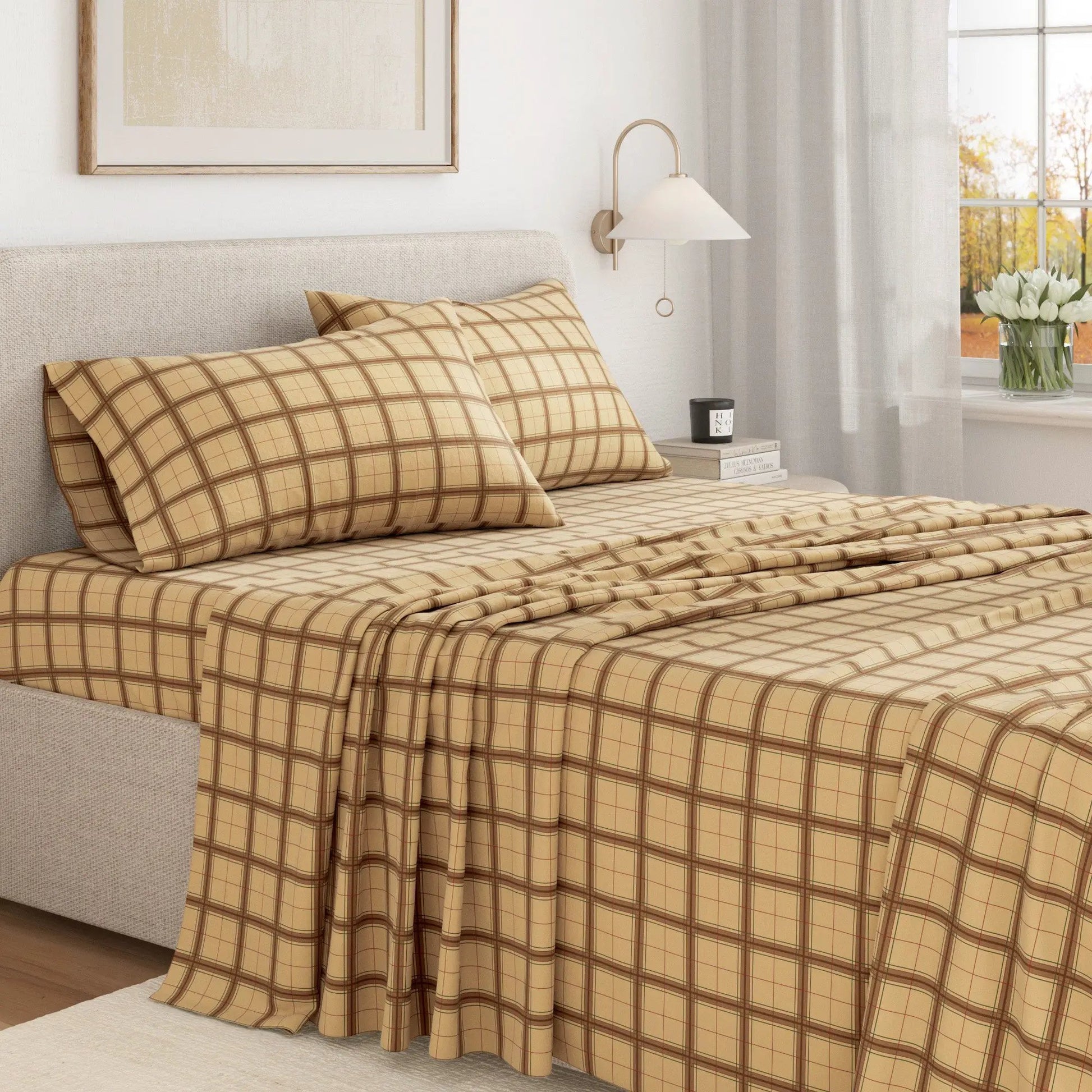 Turkish Cotton Flannel Sheet Set - Plaid & Stripe Collection from PriceLows™